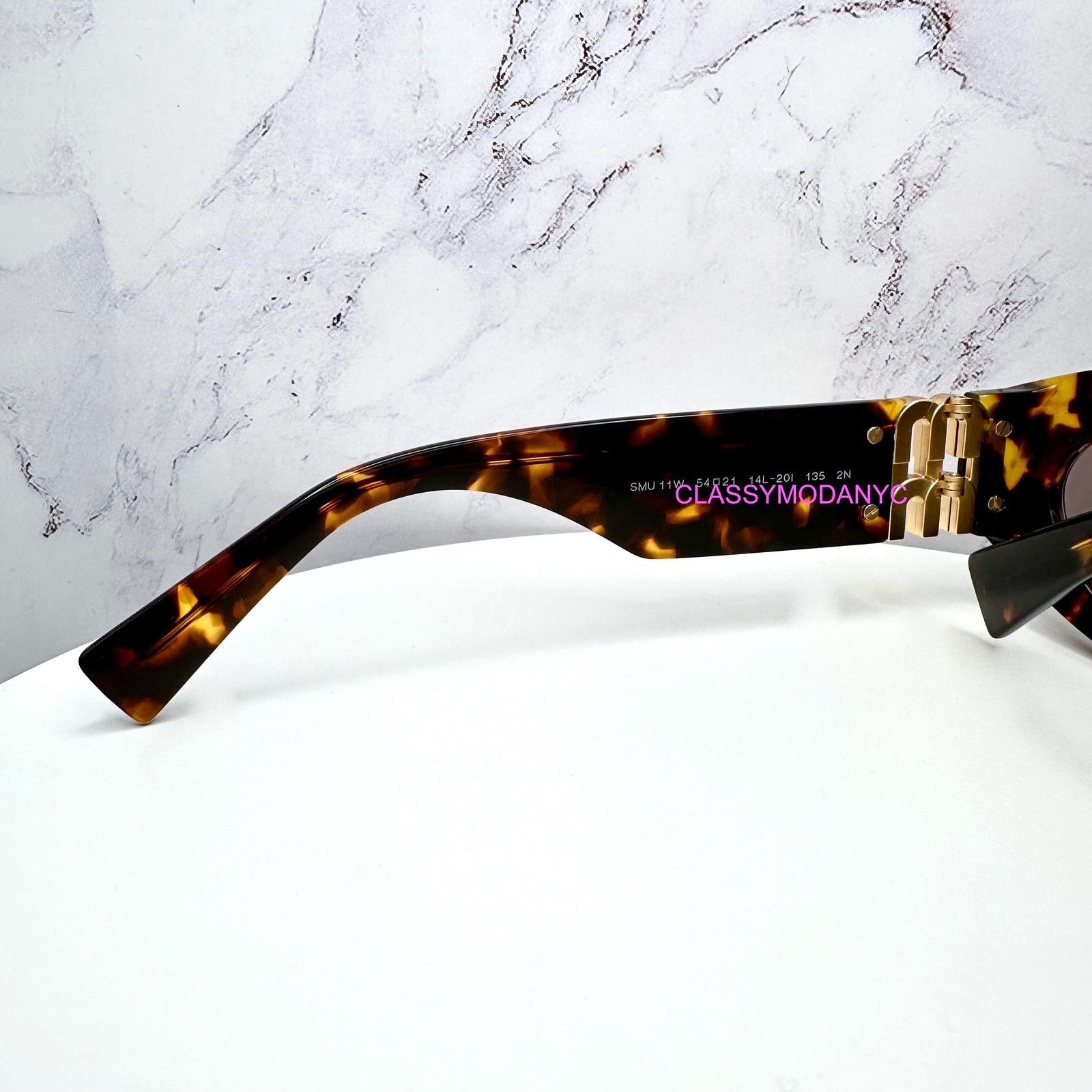Miu Miu New MIU MIU Sunglasses Brown Tortoise Shell Oval Gold Logo Size ONE SIZE - 10 Thumbnail