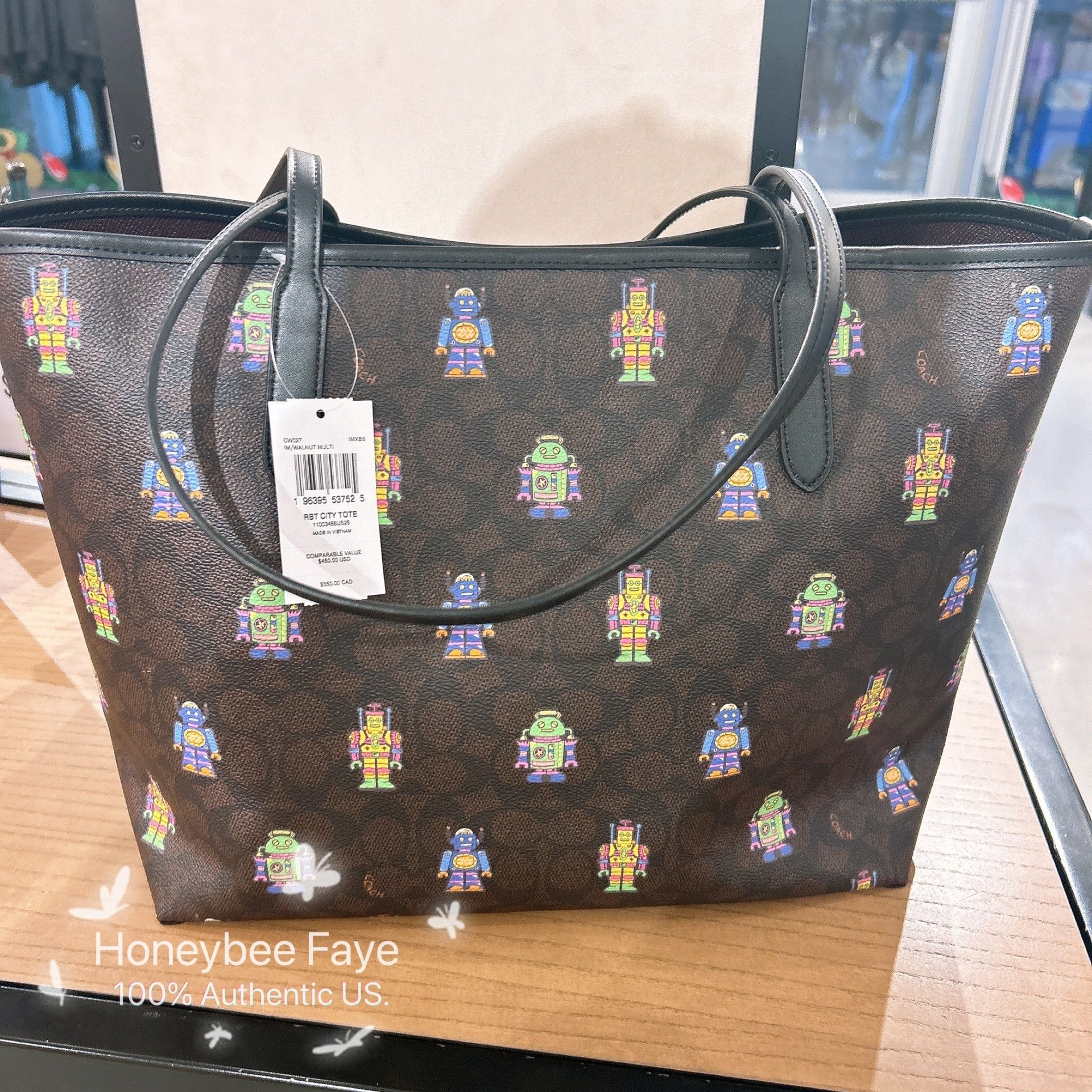 Coach Cosmic Coach City Tote Bag With Robot Print CW027 Size ONE SIZE - 2 Thumbnail