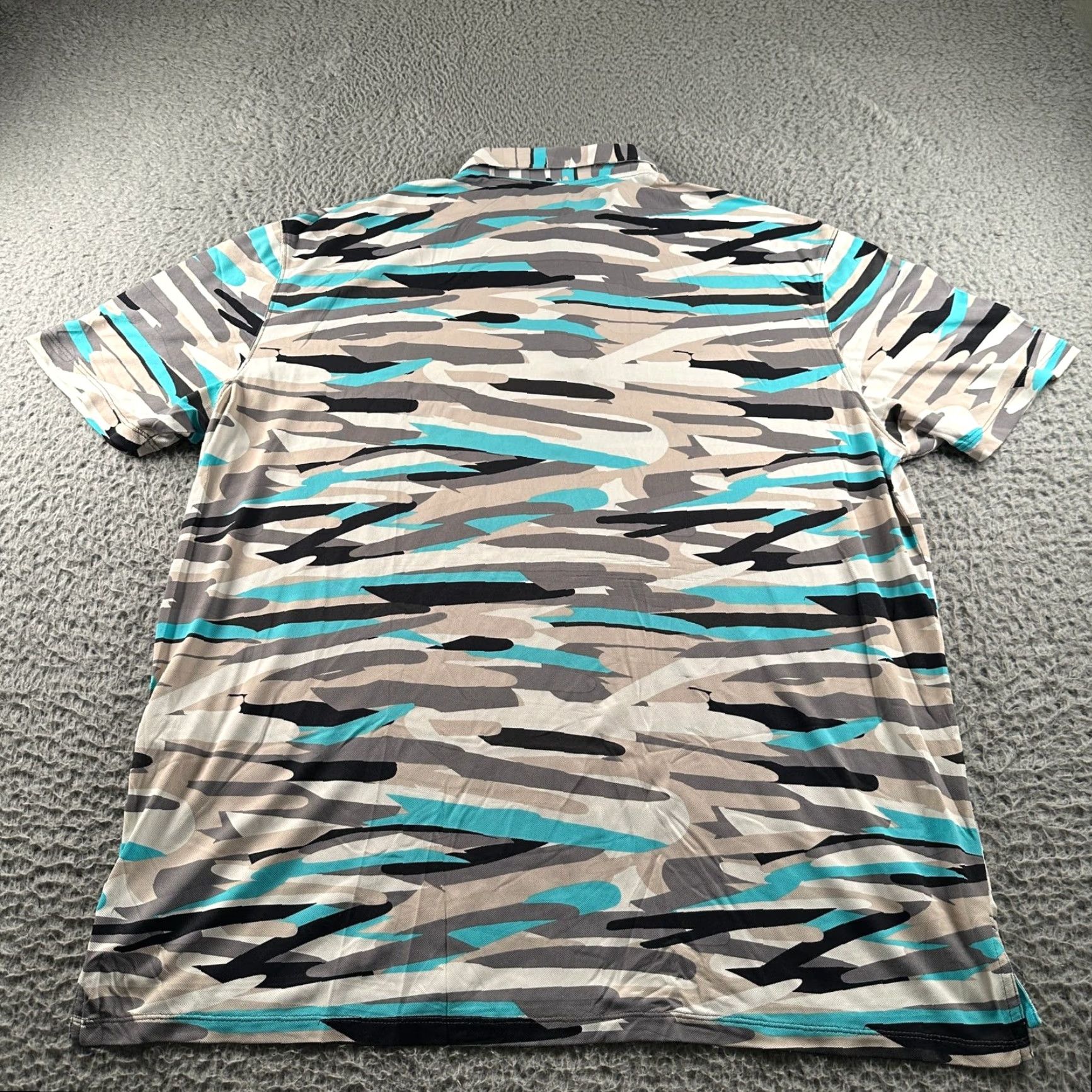Vintage IBKUL Polo Mens XL Turquoise Gray Camo Performance Golf Shirt UPF 50 Stretch Size US XL / EU 56 / 4 - 5 Thumbnail