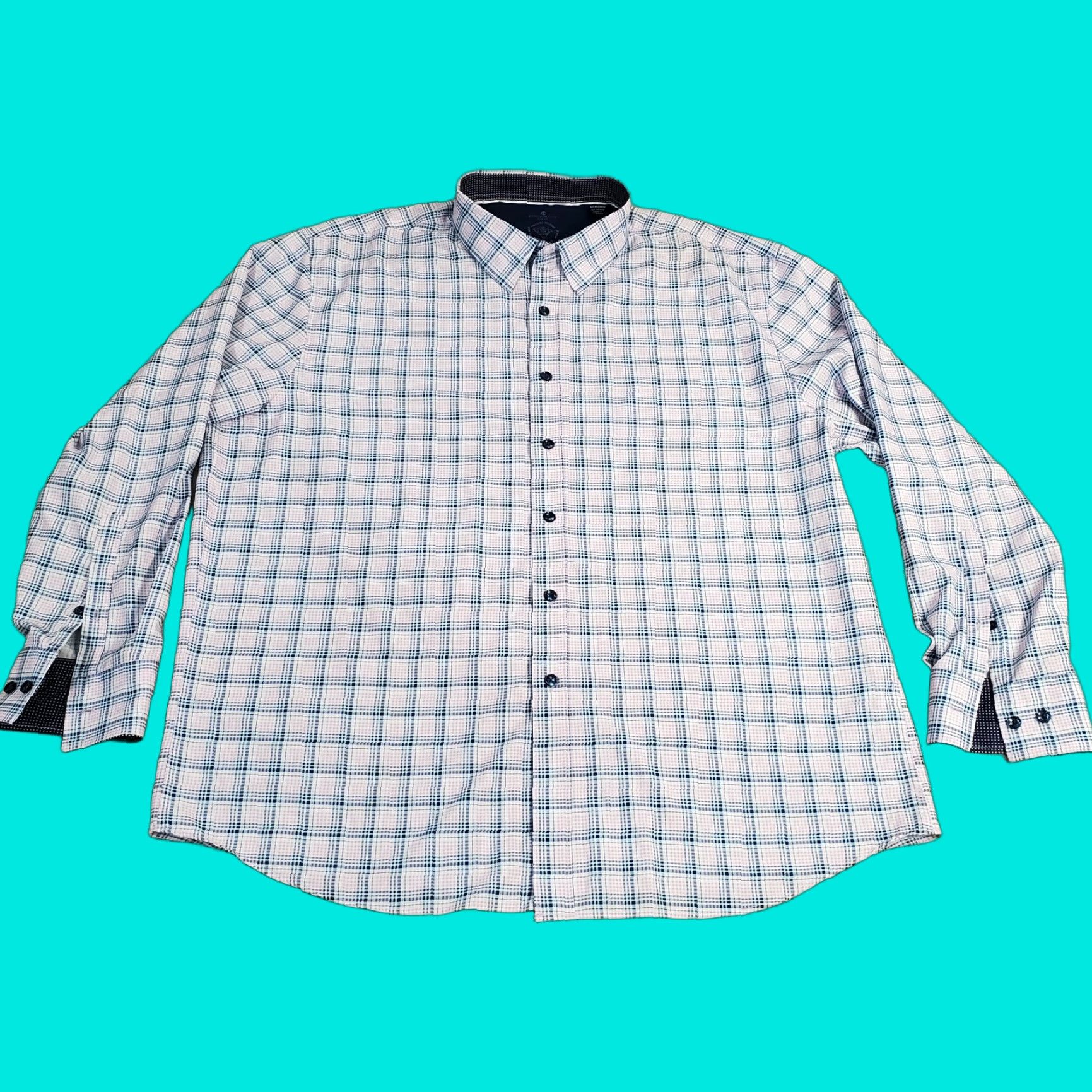 Vintage Con.Struct Shirt Mens 2XL White Plaid Button-Up 4 Way Stretch Casual Size US XXL / EU 58 / 5 - 1 Thumbnail