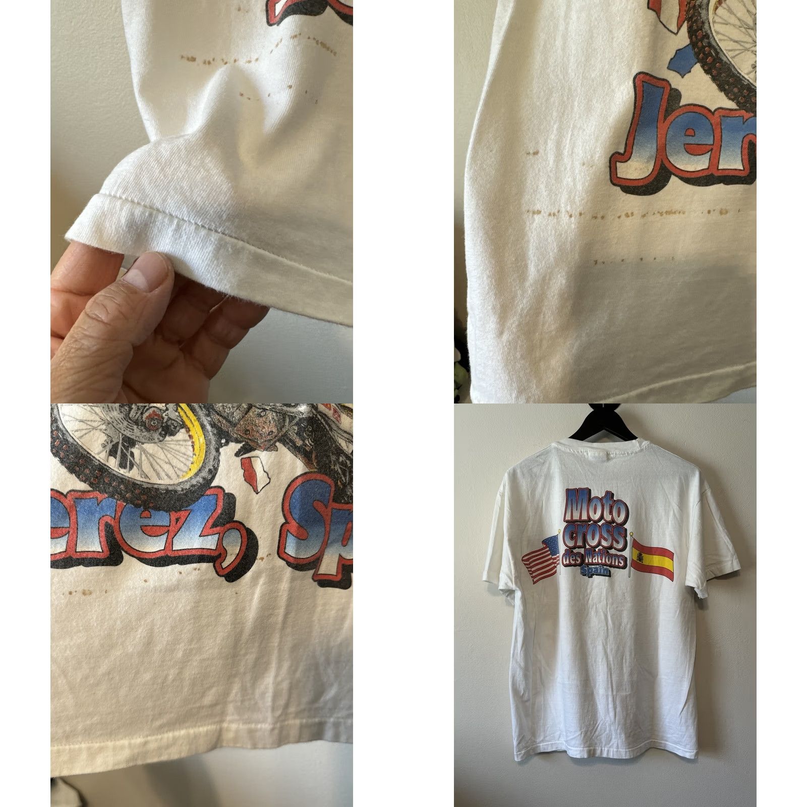 Hanes VINTAGE Motocross des Nations Jerez Spain T-Shirt Team USA Emig McGrath L Hanes Beefy-T White Mens L Size US L / EU 52-54 / 3 - 8 Thumbnail