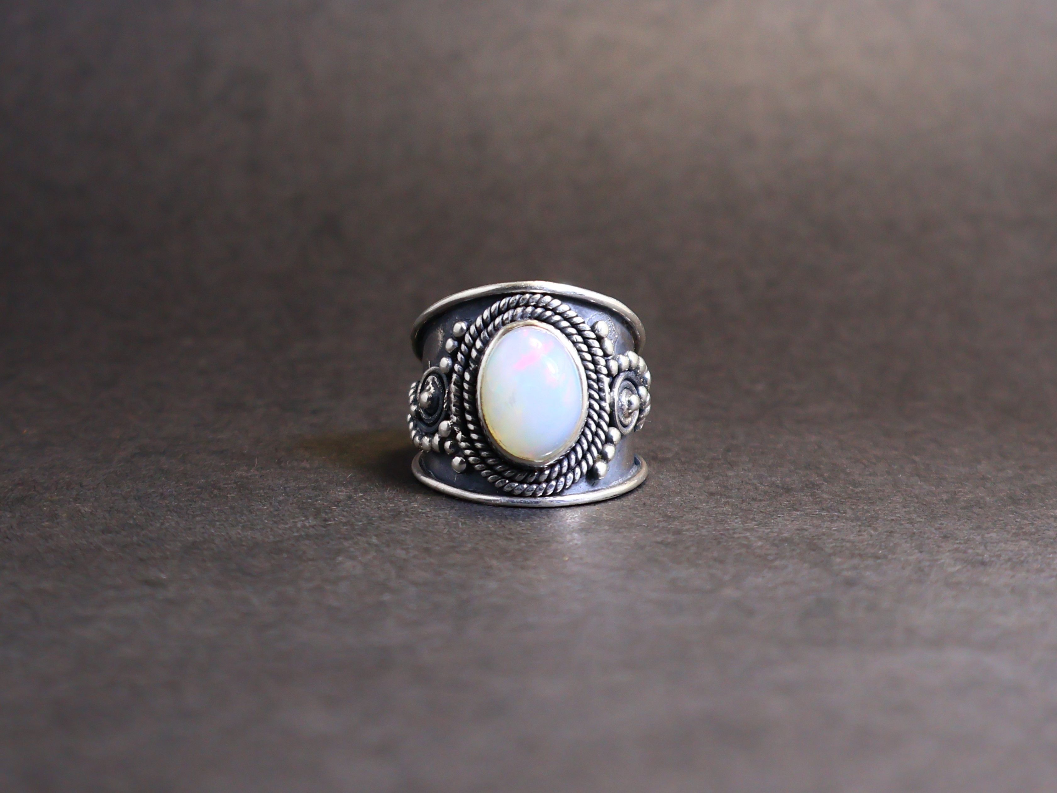 Handmade Opal Ring, Multi colour Fire Opal, 925 Silver Handmade Ring, Size ONE SIZE - 1 Thumbnail
