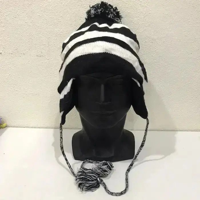 Japanese Brand Japanese Brand Stripe Jail Earflap Beanie Hat Size ONE SIZE - 3 Thumbnail