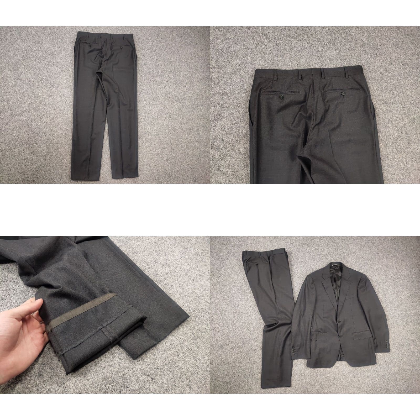 Canali Canali Italy Design 13280 / 30 slim fit 2 button Business Classic Suit Dark Gray wool fabric Size 50R - 9 Thumbnail
