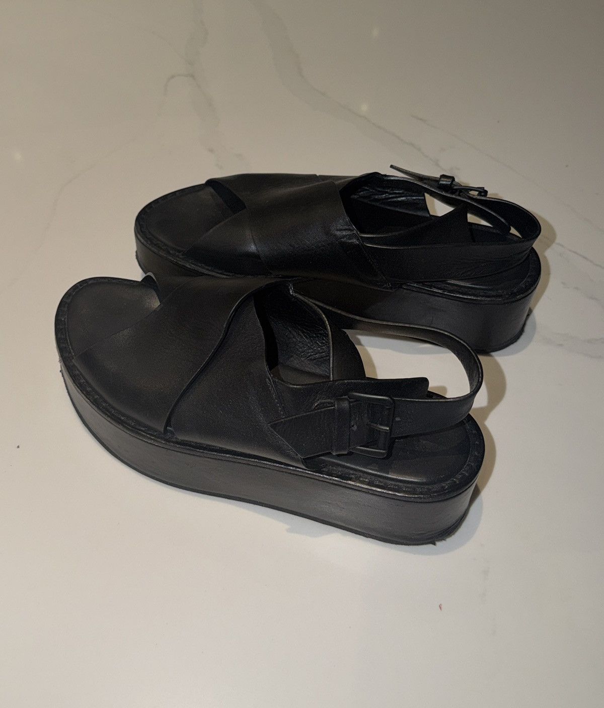Ann Demeulemeester Ann Demeulemeester Leather Slingback Sandals Size US 9 / IT 39 - 5 Thumbnail