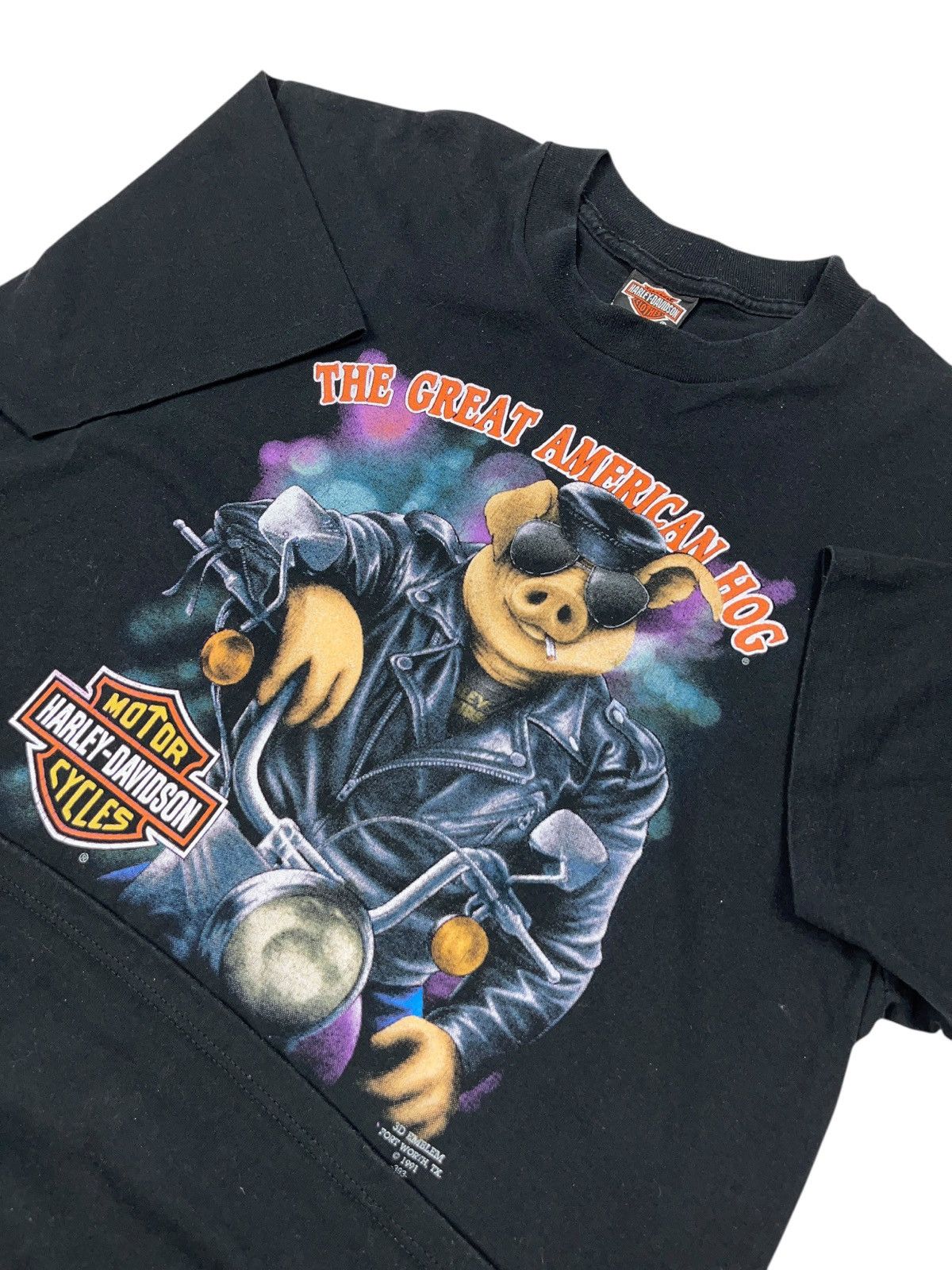 Harley Davidson Vintage 1991 Harley Davidson The Great American Hog T-shirt Size US XL / EU 56 / 4 - 9 Thumbnail