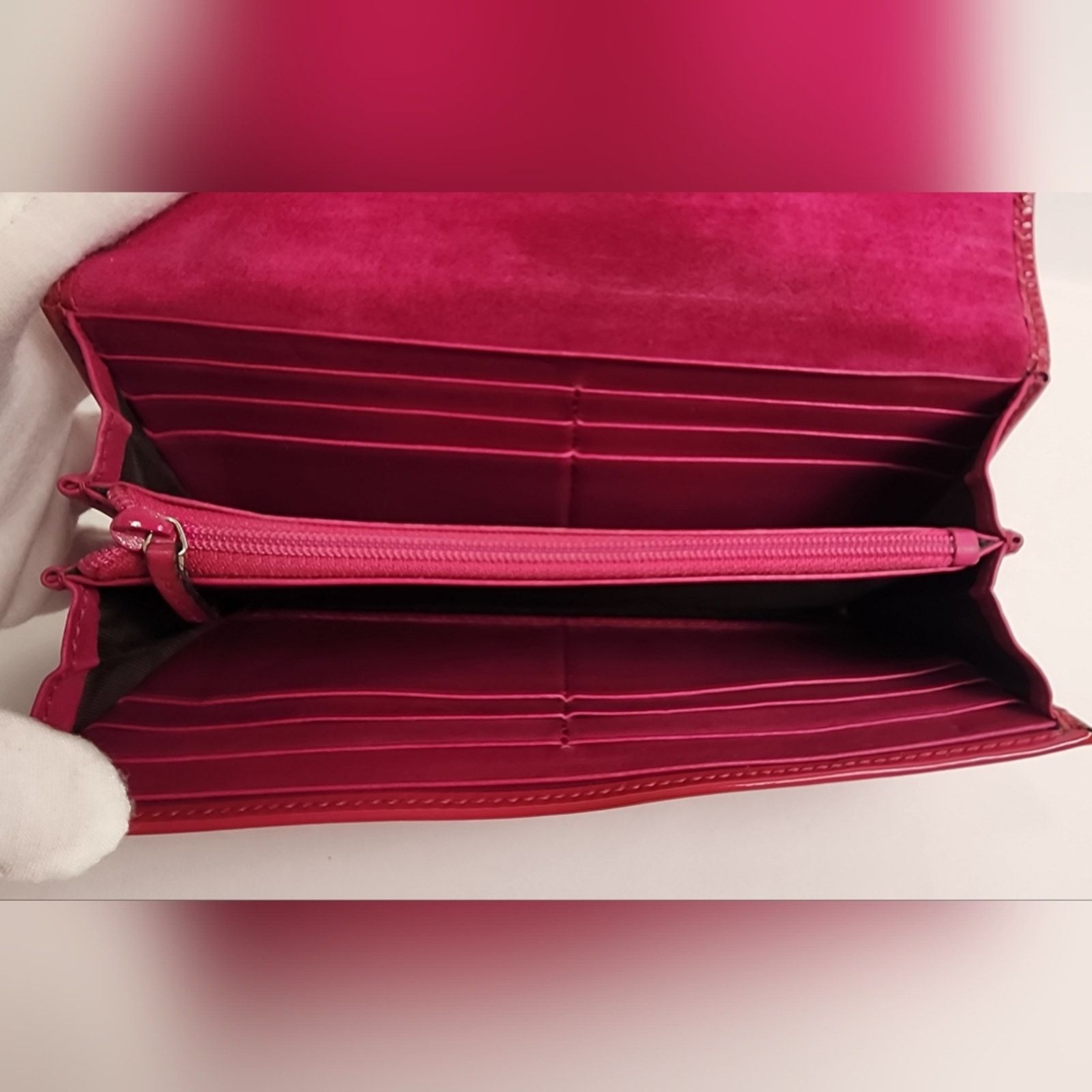 Gucci Gucci Fuscia Patent Microguccissima Long Wallet Hot Pink Size ONE SIZE - 12 Thumbnail