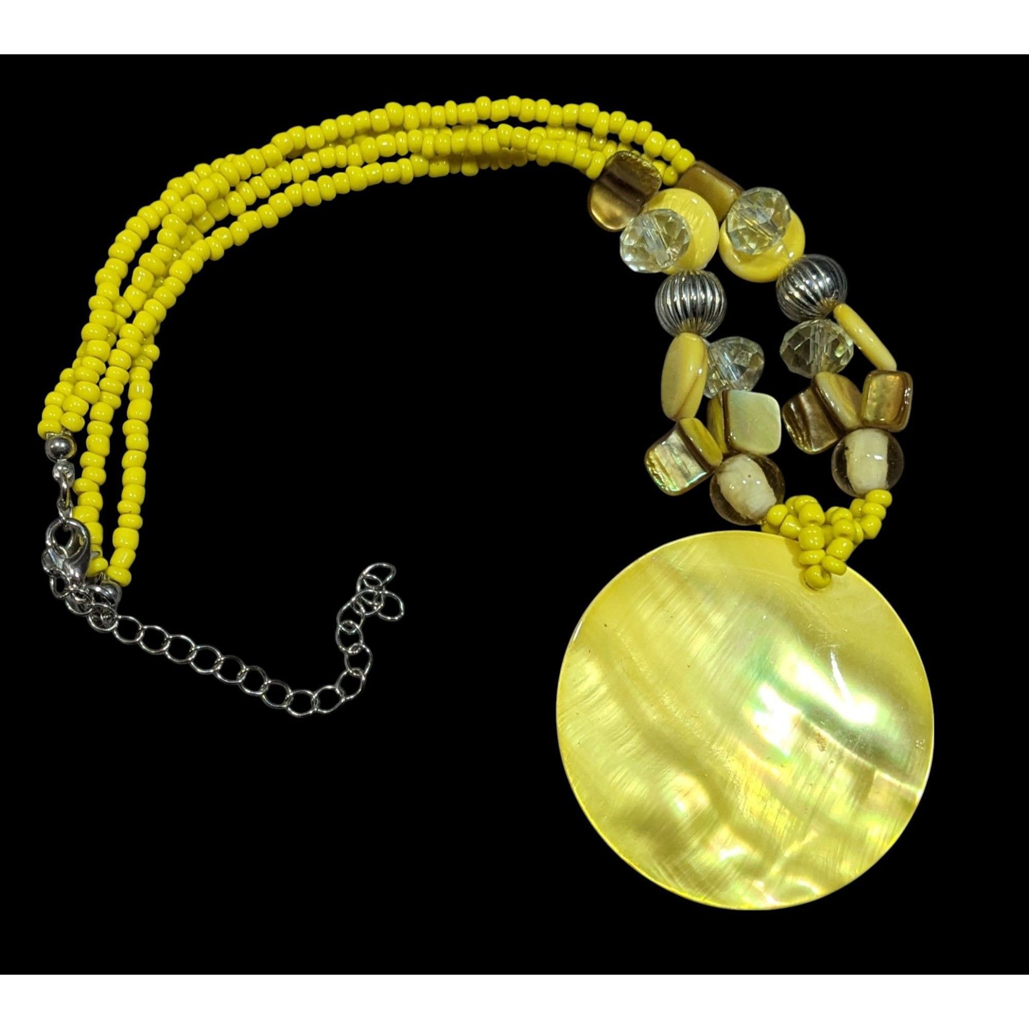 Other Summery Bohemian Hippie Yellow Shel Beaded Pendant Necklace Size ONE SIZE - 1 Thumbnail