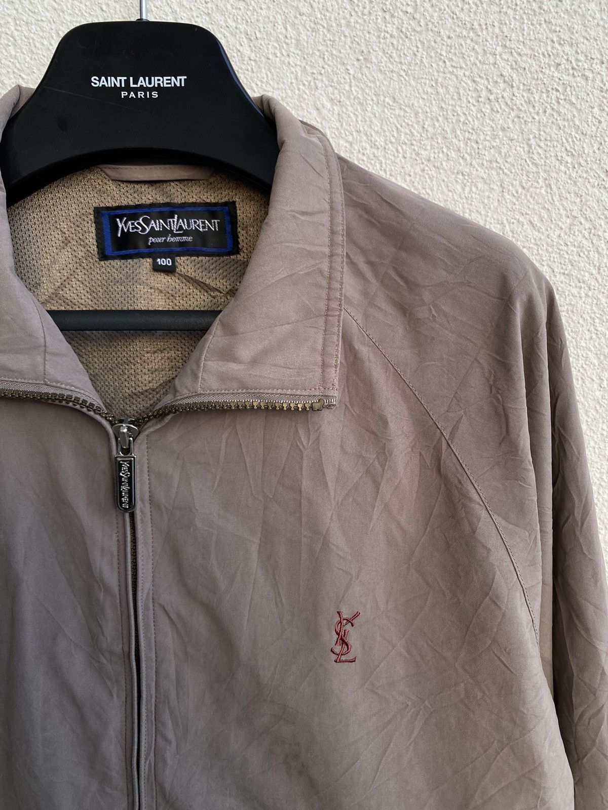 image of Vintage x YVES Saint Laurent Beige YSL Jacket Super Soft YSL Bomber, Men's (Size Medium)
