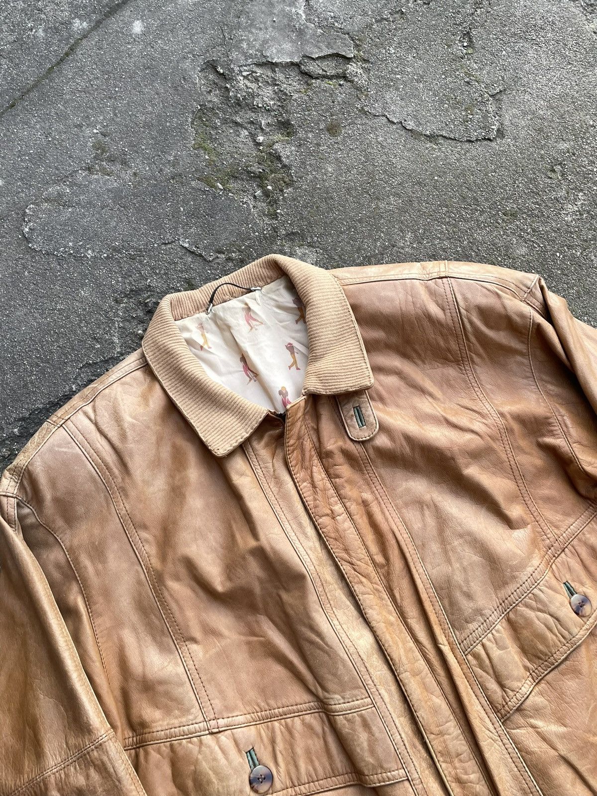 Vintage Washed Brown Retro 90s Genuine Real Leater Bomber Punk Rock Size US XL / EU 56 / 4 - 6 Thumbnail