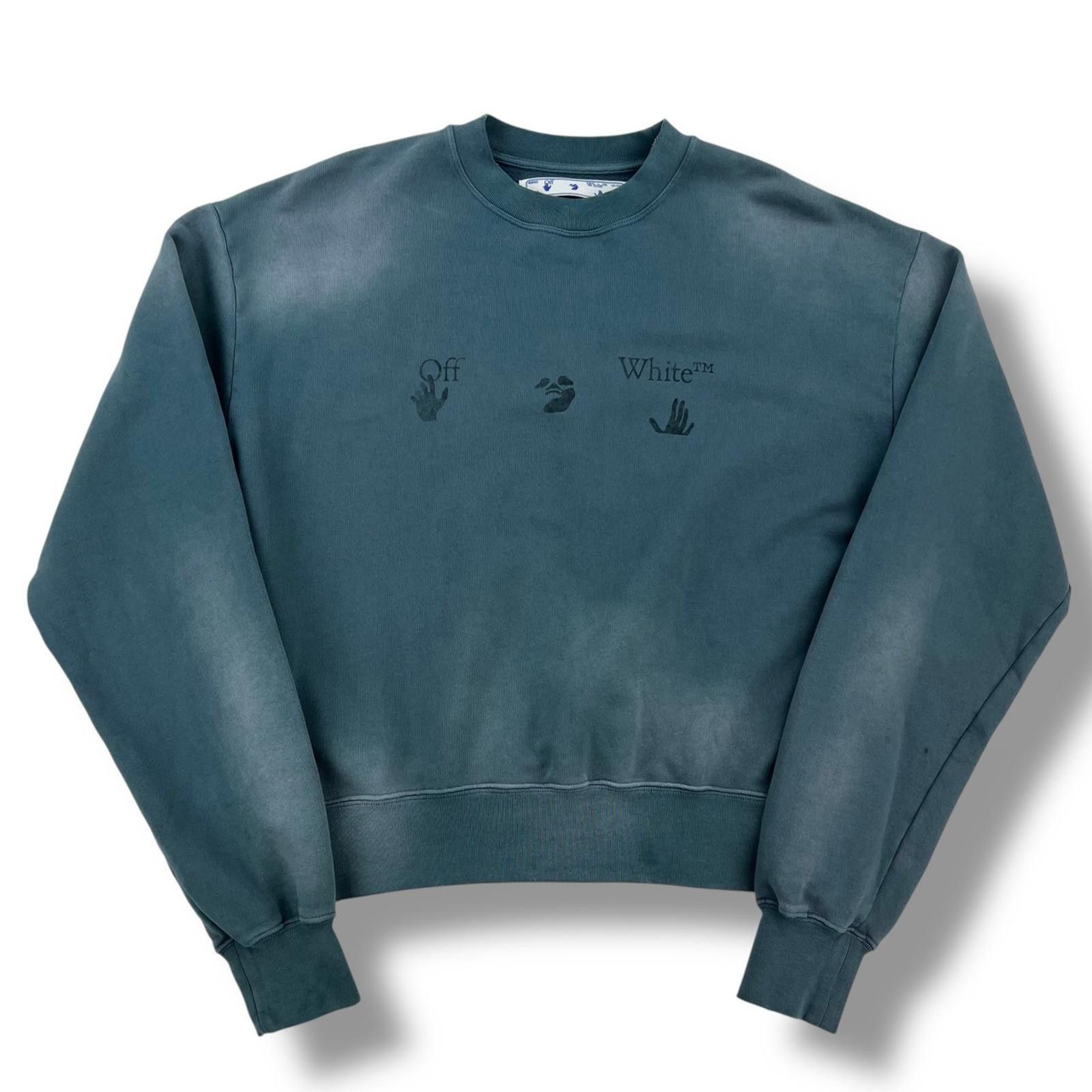 Off-White Off-White Hand Print Distressed Teal Sweatshirt Size US XS / EU 42 / 0 - 2 Thumbnail