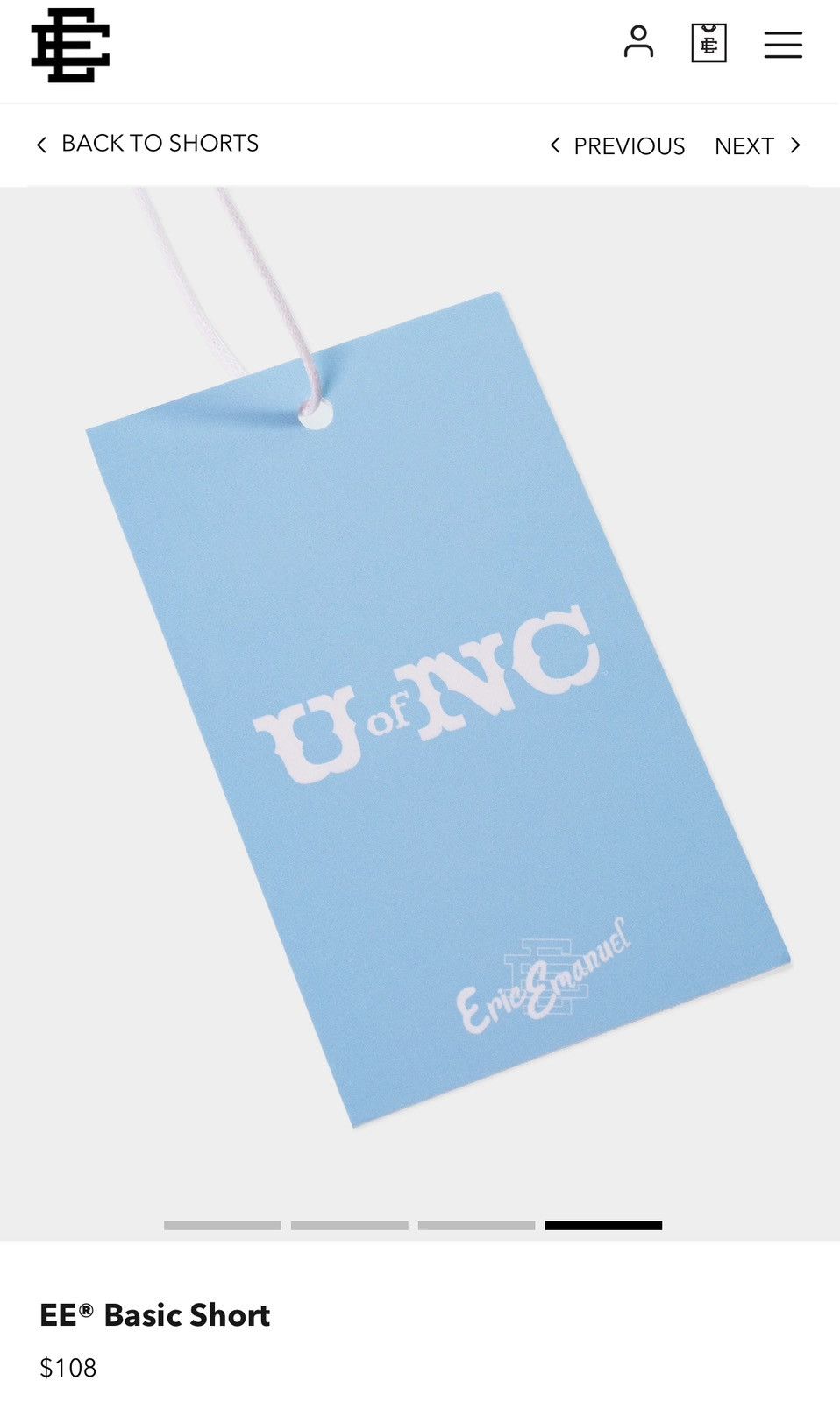 Eric Emanuel × NCAA Eric Emanuel University Of North Carolina Basic Shorts Large Size US 34 / EU 50 - 10 Thumbnail