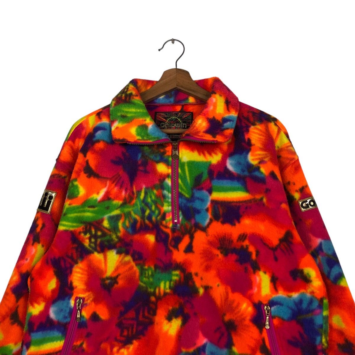 Japanese Brand × Vintage 📌Colourful Anorak Half Zipper Fleece Jacket Goldwin Japan Size US L / EU 52-54 / 3 - 4 Thumbnail