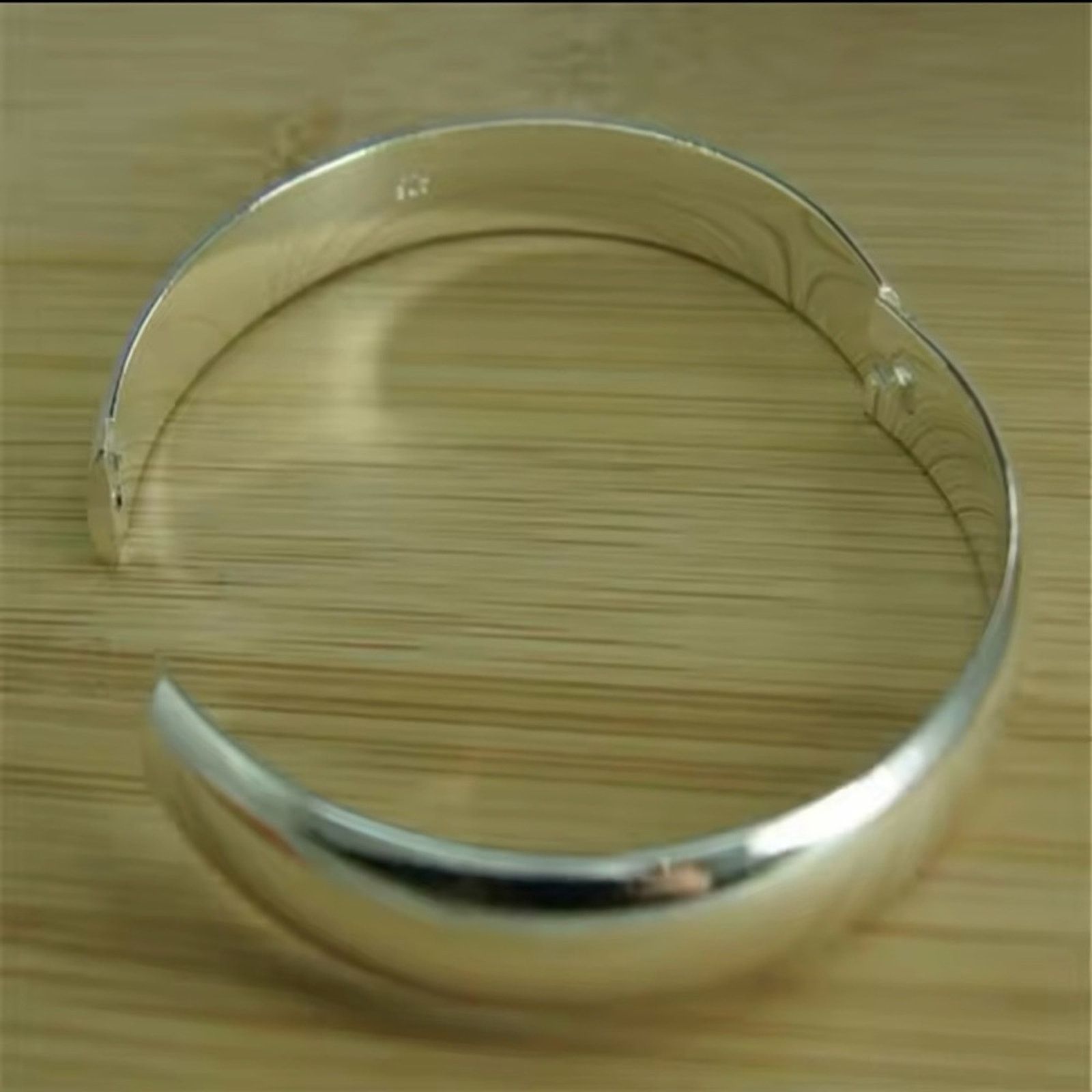 Other Sterling Silver Bracelet Simple Glossy Open Solid Bangle Size ONE SIZE - 4 Thumbnail