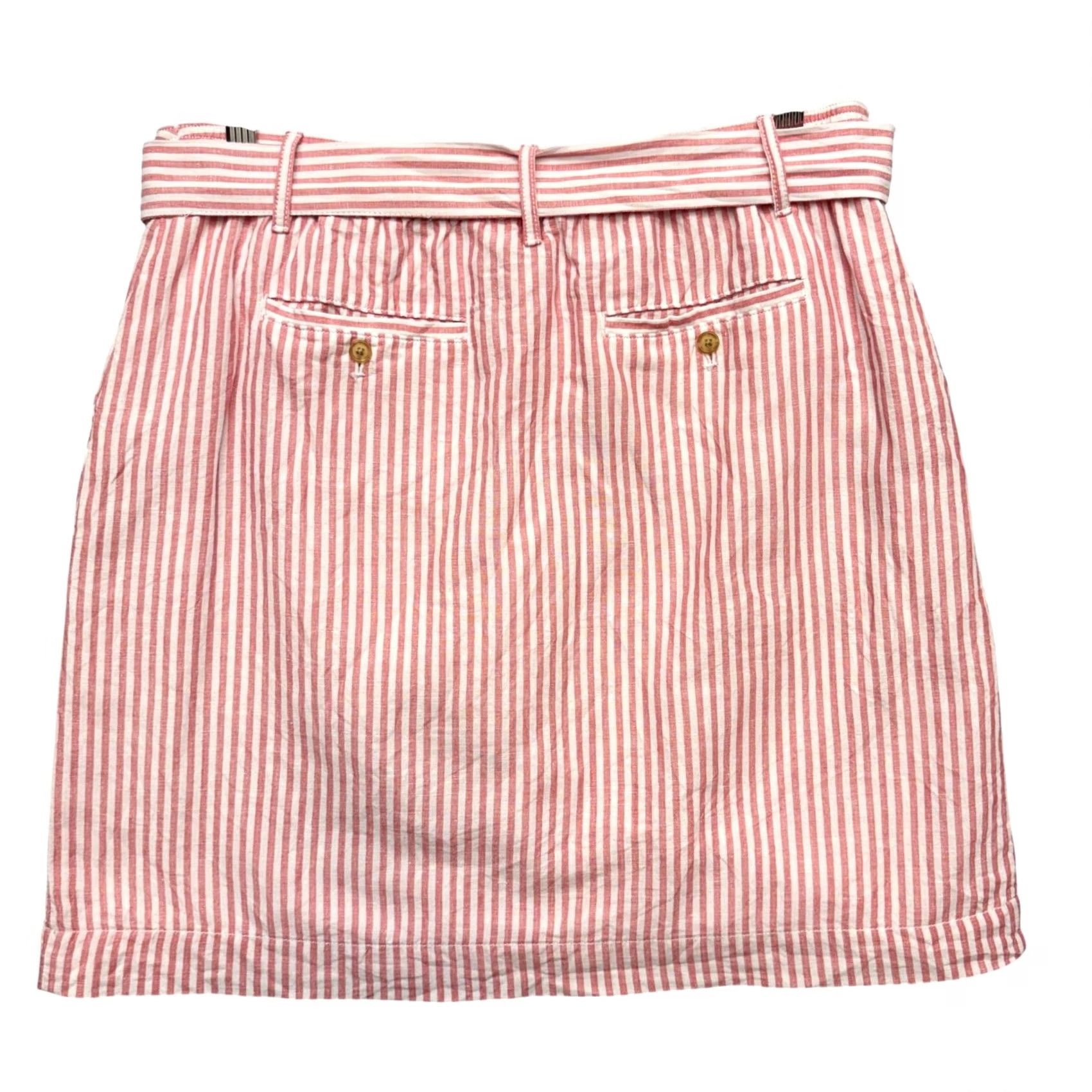 Talbots Talbots Linen Tie Waist Skirt Mini Midi Pink White Striped Skirt Size 10 Size 32" / US 10 / IT 46 - 5 Thumbnail