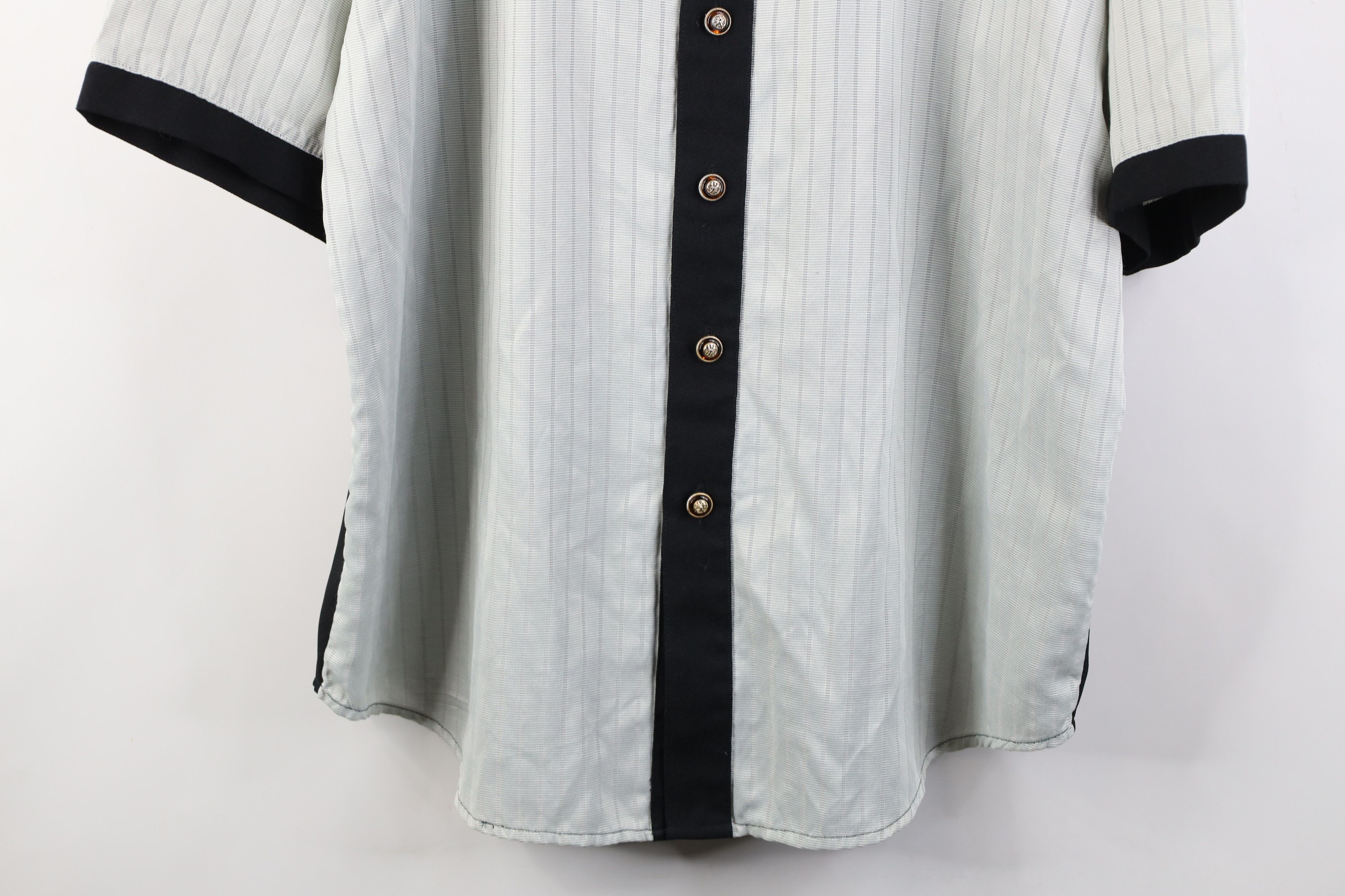 Vintage Vintage 90s Y2K Rockabilly Block Striped Knit Button Shirt Size US XL / EU 56 / 4 - 3 Thumbnail