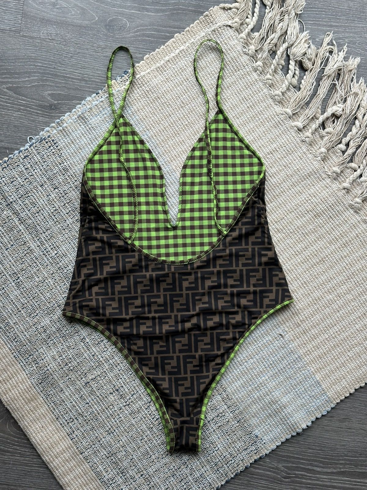 Fendi FENDI Monogram Gingham-Print Reversible Bodie Swimsuit Size M / US 6-8 / IT 42-44 - 2 Thumbnail