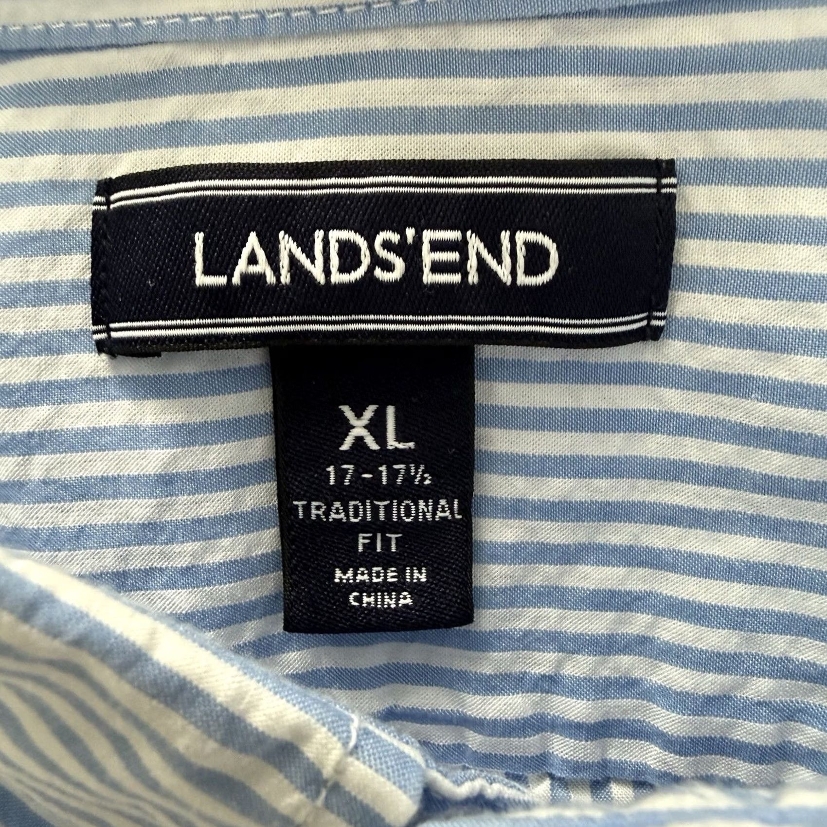 Lands' End Lands' End Seersucker Shirt Mens XL Blue Striped Button-Up Traditional Fit Beach Size US XL / EU 56 / 4 - 2 Thumbnail