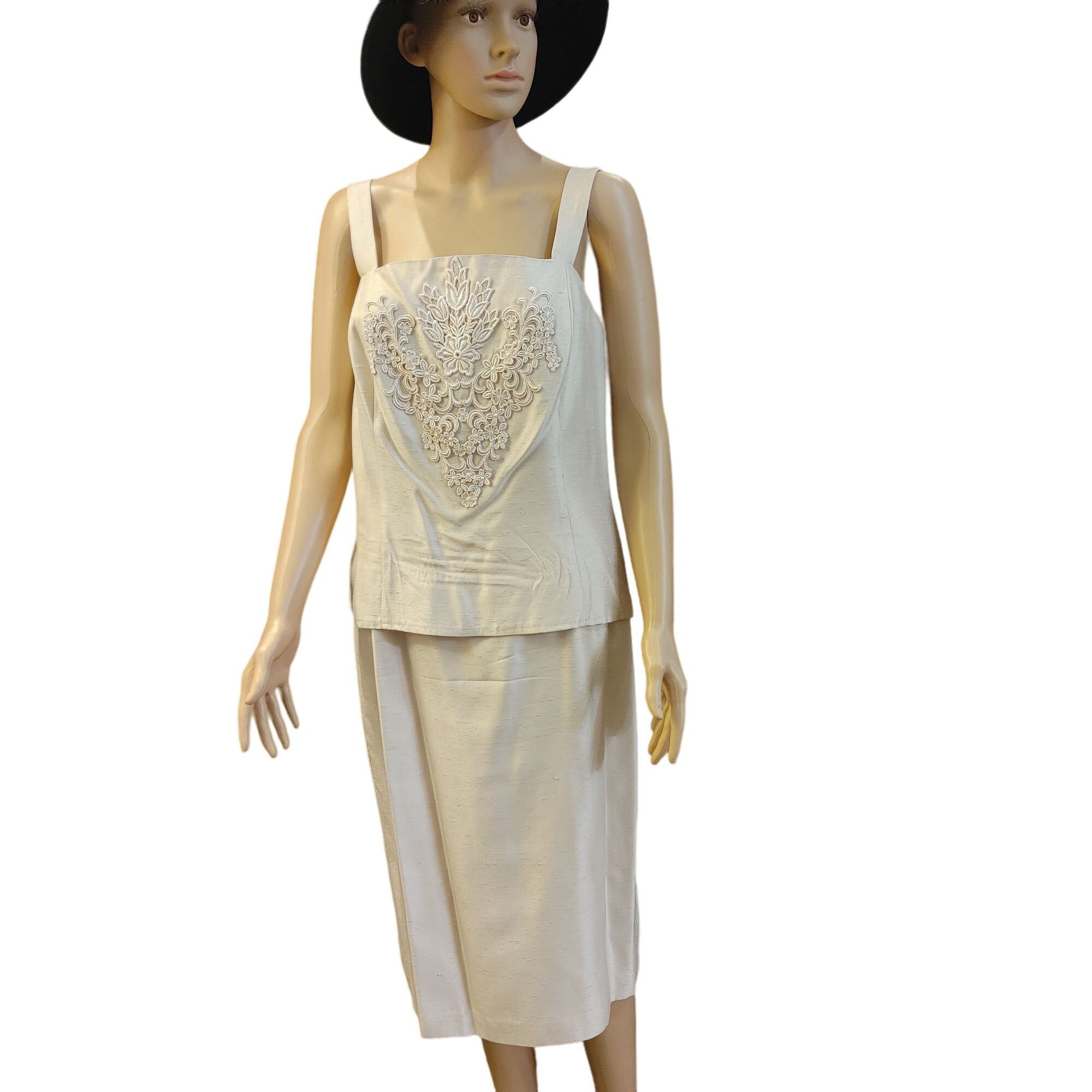Kasper Karen Miller Woman's Beige 3pc Set Camisole + Long Sleeve Ja Size XL / US 12-14 / IT 48-50 - 1 Thumbnail