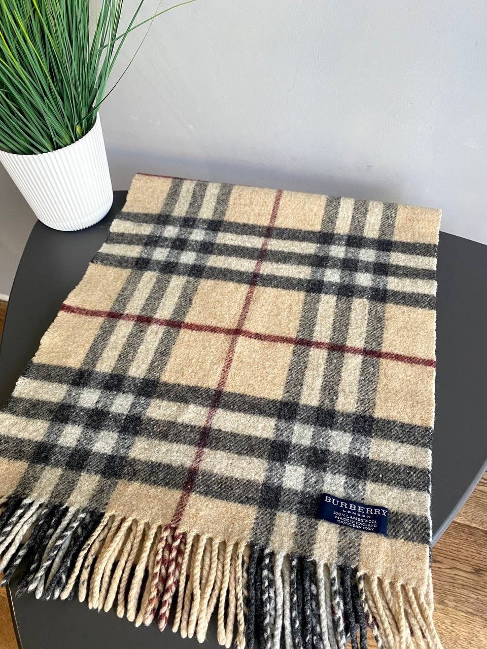 Burberry Burberry London Nova Check Pattern 100% LambsWool Scarf Size ONE SIZE - 4 Thumbnail
