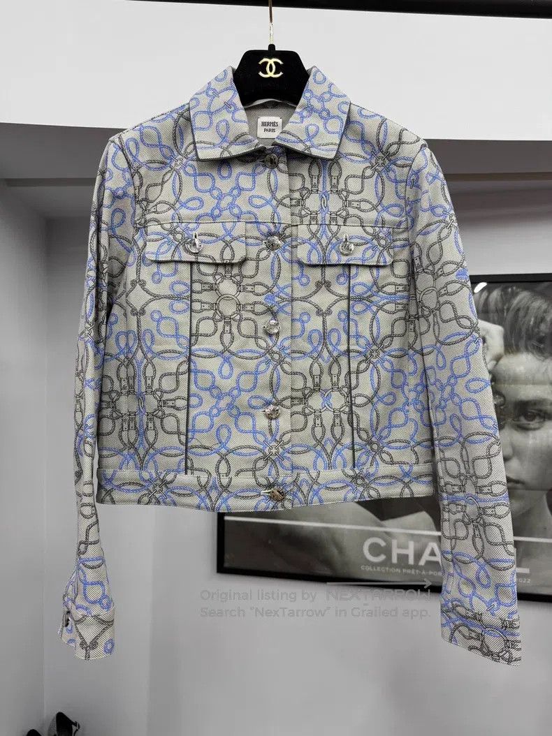 Hermes Hermes Grey Printed Denim Jacket Size XS / US 0-2 / IT 36-38 - 1 Thumbnail