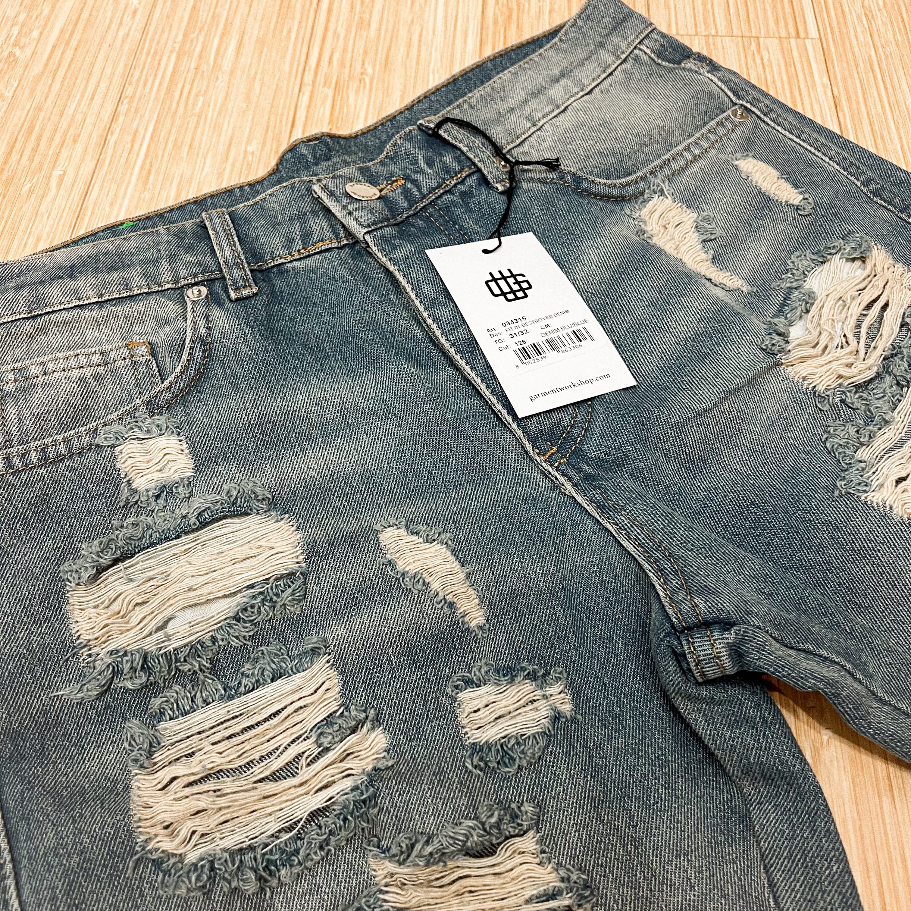 Garment Project Garment Workshop FIT01 Destroyed Blue Denim Size US 31 - 4 Thumbnail