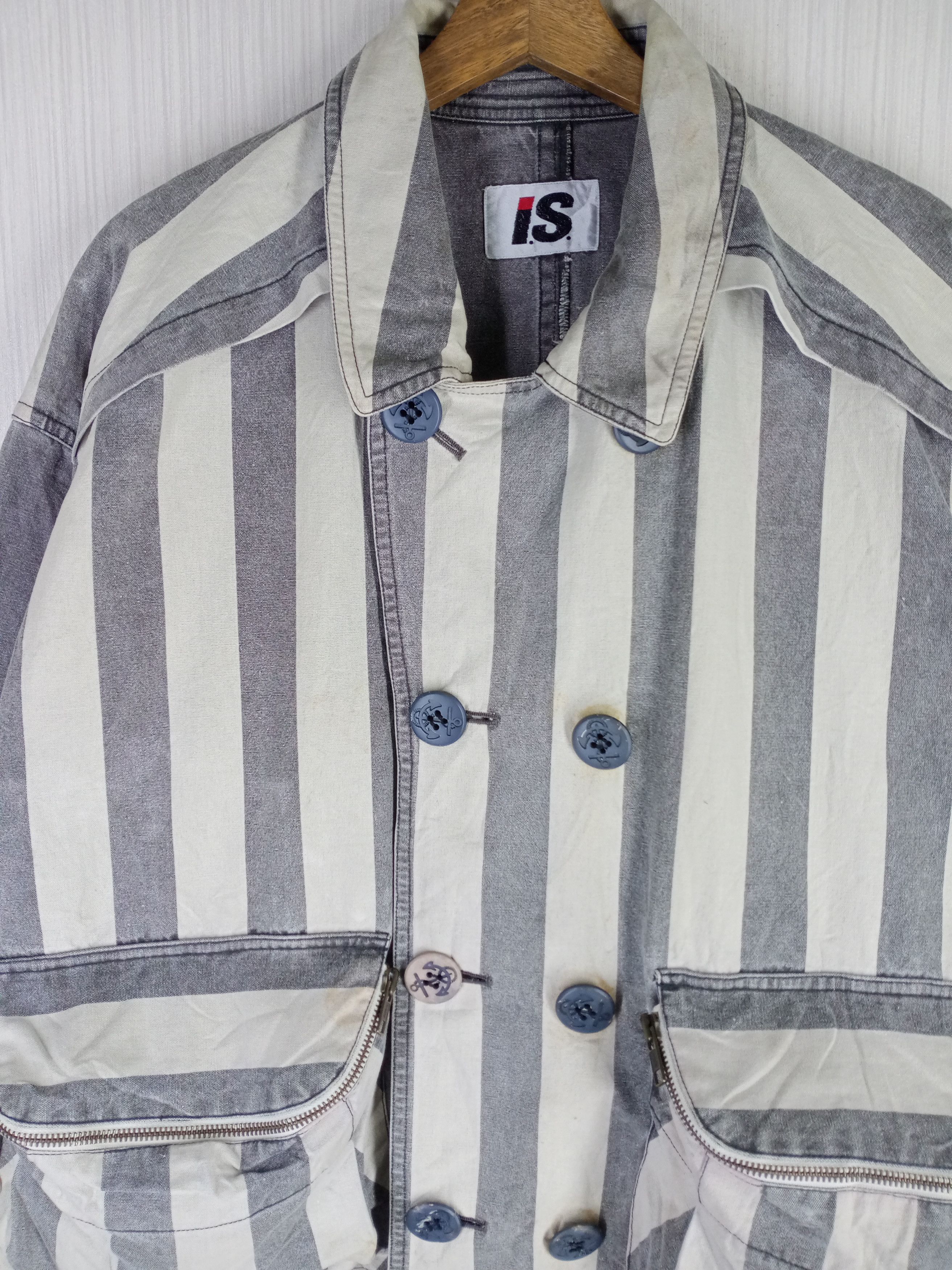 Issey Miyake ONLY ONE Vintage Issey Miyake Striped Denim Bomber Jacket Size US XL / EU 56 / 4 - 13 Thumbnail