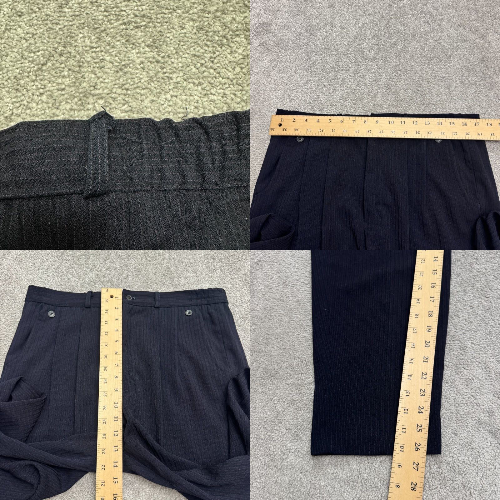 Vintage Unbranded Pleated Front Textured Dress Pants Mens 34x26 Navy Pinstriped Classic Size US 34 / EU 50 - 8 Thumbnail