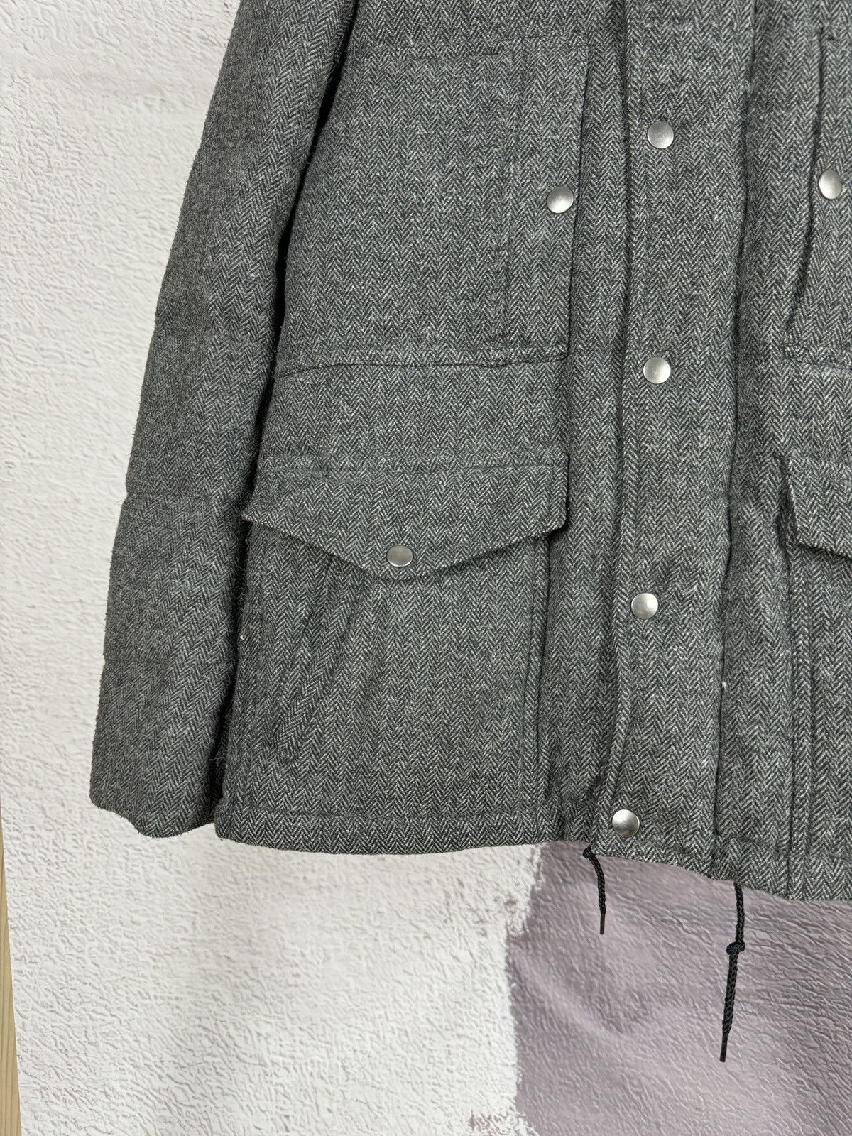 Japanese Brand Stooge & Co grey wool herringbone down puffer jacket Size US M / EU 48-50 / 2 - 5 Thumbnail