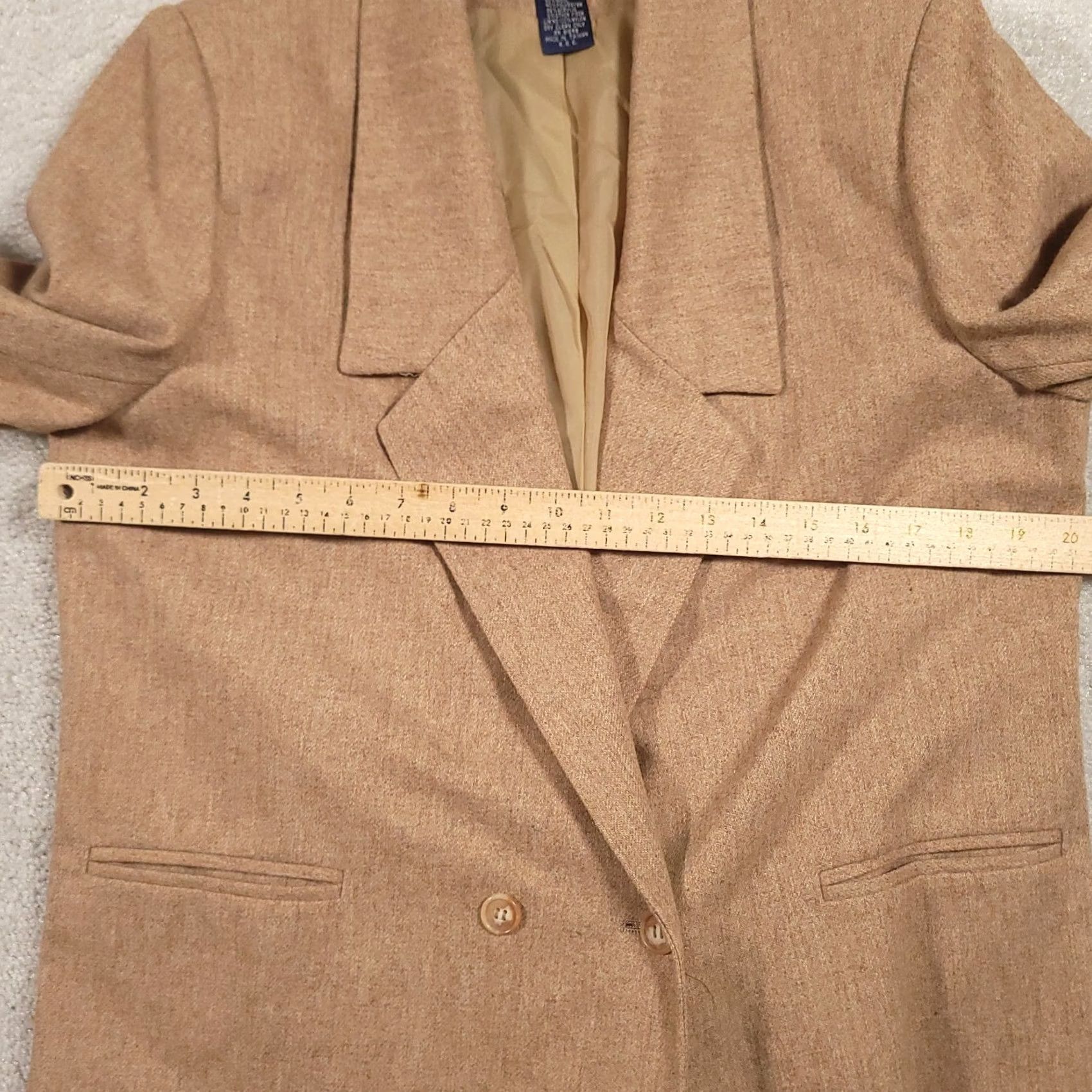 Doublet VINTAGE E.H. Woods Blazer Women 12 Beige Double Breasted Wool Retro Suit Jacket Womens 90s Classic Designer Size XL / US 12-14 / IT 48-50 - 3 Thumbnail