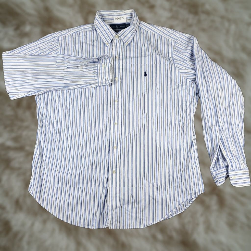 Ralph Lauren Ralph Lauren Shirt Mens XL Blue Striped Button-Down Casual Long Sleeve Pony Logo Classic Preppy 90s? (remove guess) Size US XL / EU 56 / 4 - 1 Thumbnail