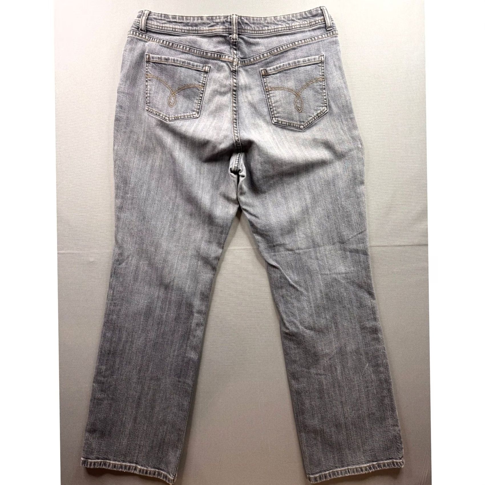 Vintage Chico's Denim Jeans Womens Size 2.5 Medium Gray Wash Straight Leg Zipper Detail Size 29" - 5 Thumbnail