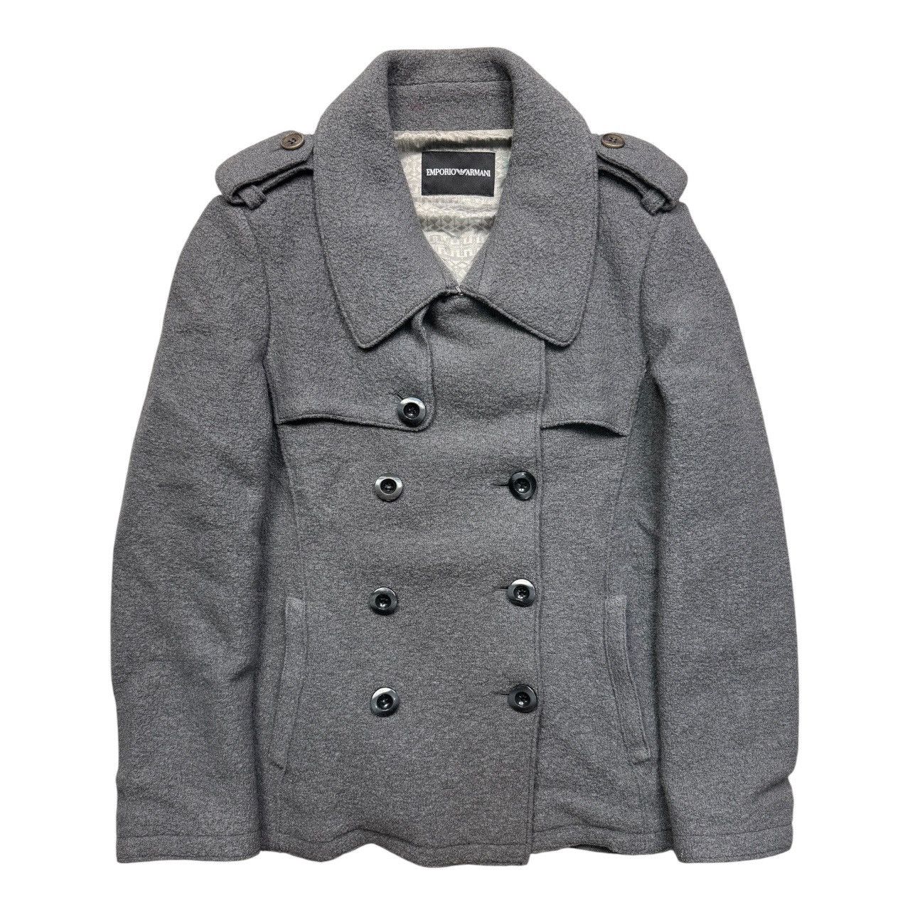 Emporio Armani × Vintage 1990s Emporio Armani Grey Wool Trench