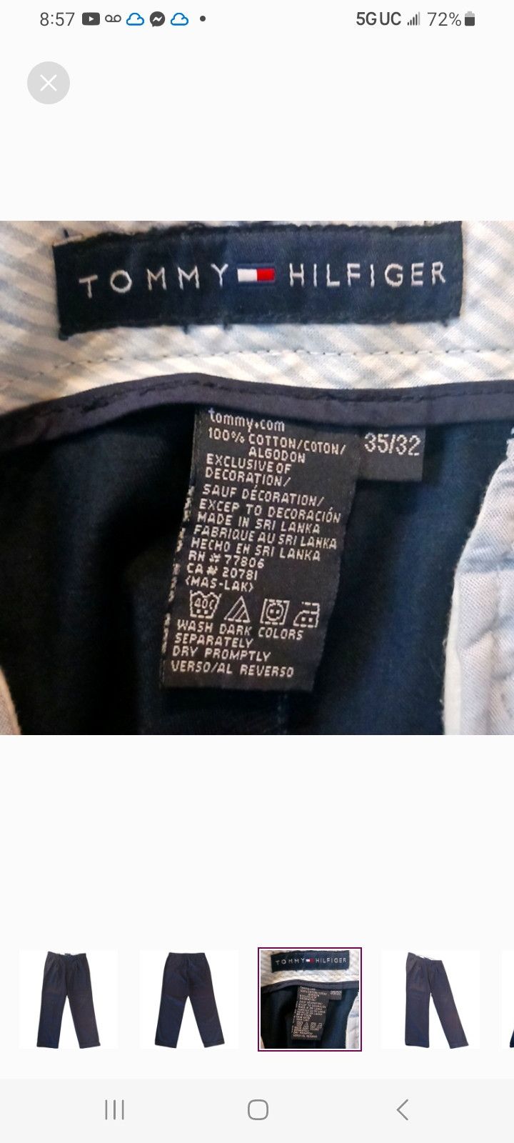 Tommy Hilfiger Vintage Tommy Hilfiger Navy Pants Size US 35 - 2 Thumbnail