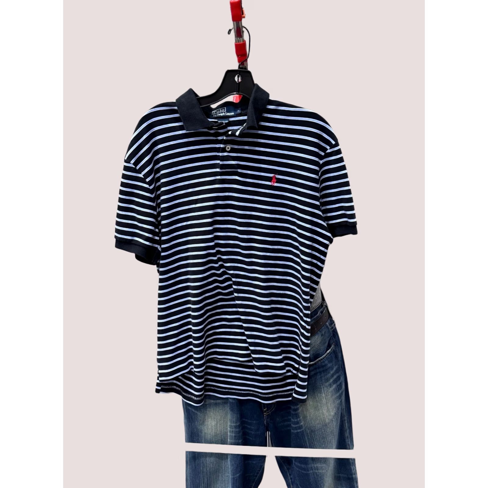 Polo Ralph Lauren Polo Ralph Lauren Rugby Polo Shirt Bleu Black Stripe Medium M Mens Size US M / EU 48-50 / 2 - 1 Thumbnail