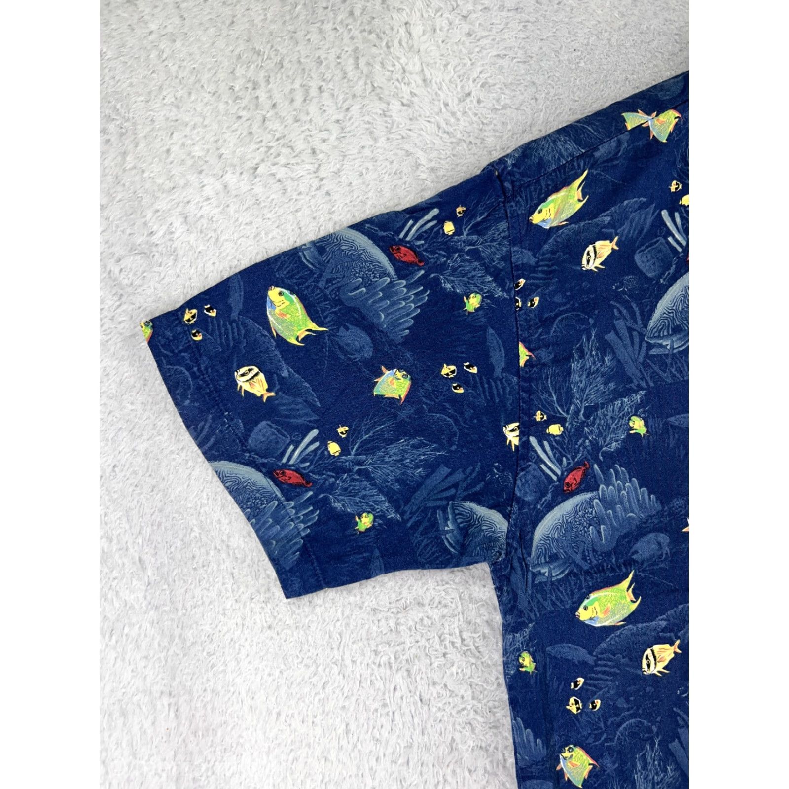 Vintage Aftco Shirt Mens Large Blue Tropical Fish All Over Print Hawaiian Angler Size US XL / EU 56 / 4 - 3 Thumbnail