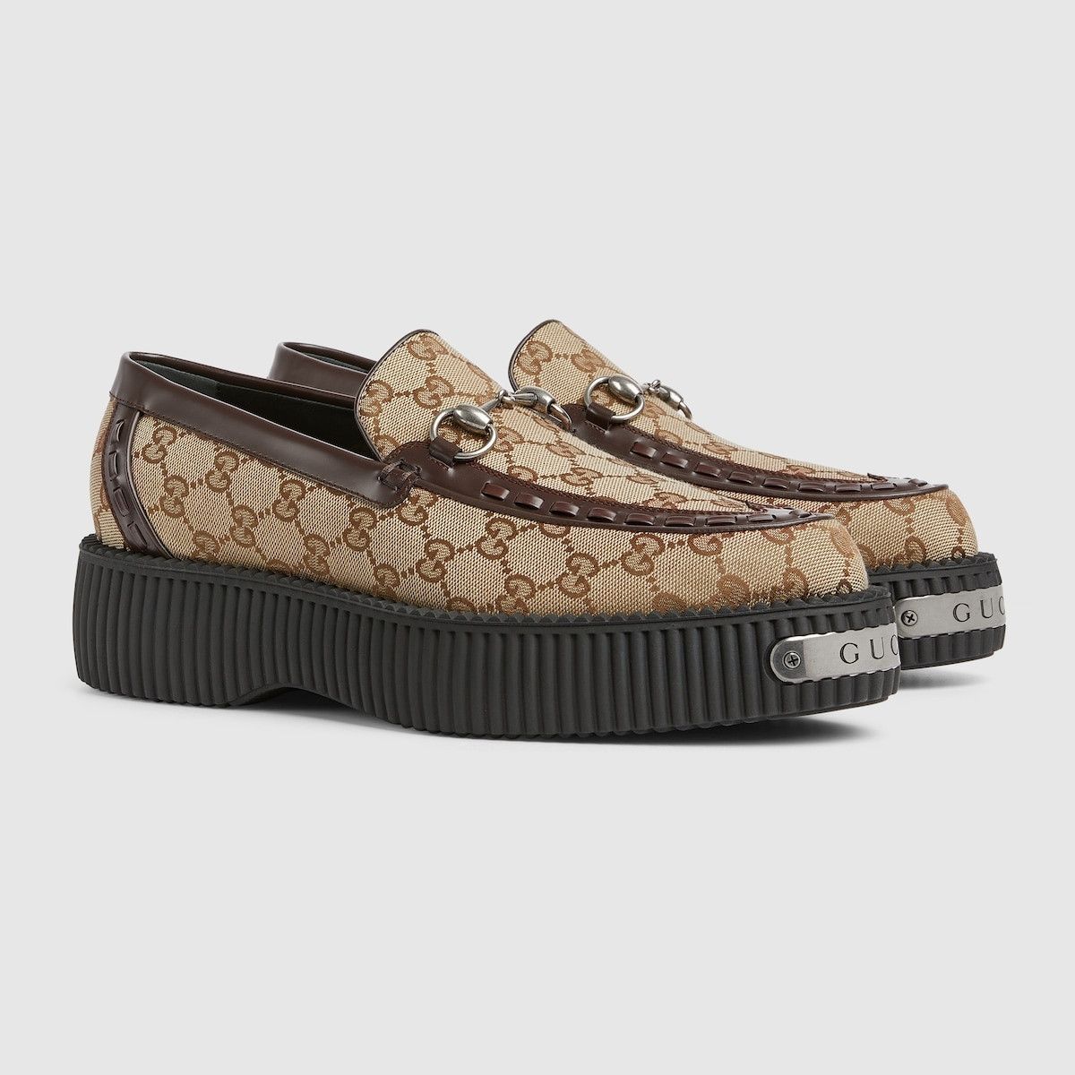 Gucci o1loc1c1125 Horsebit GG Creeper Loafer Shoes in Beige Size US 10.5 / EU 43-44 - 2 Thumbnail