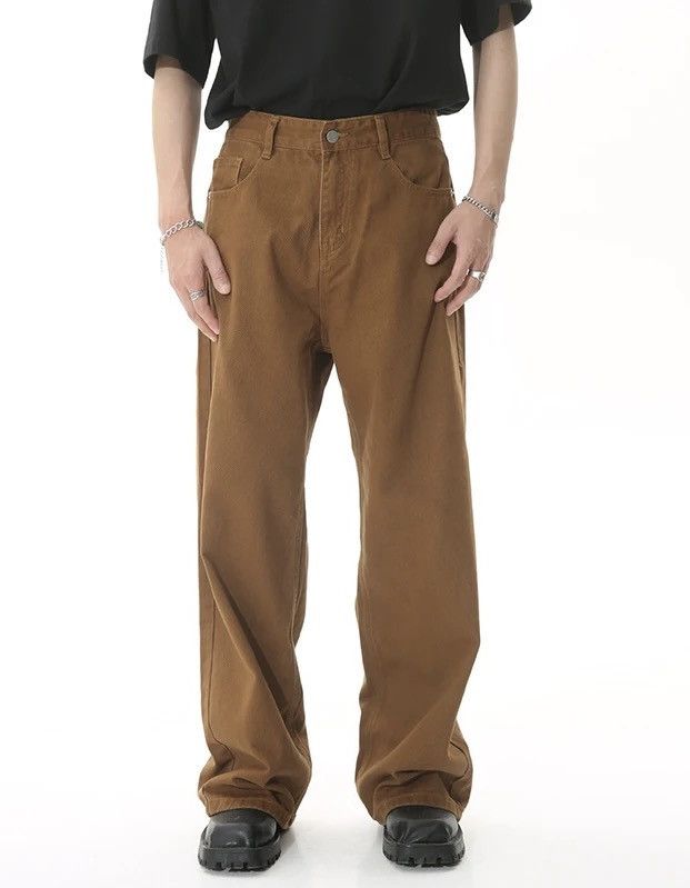 image of Distressed Denim Straight Loose Jeans in Brown, Men's (Size 34)