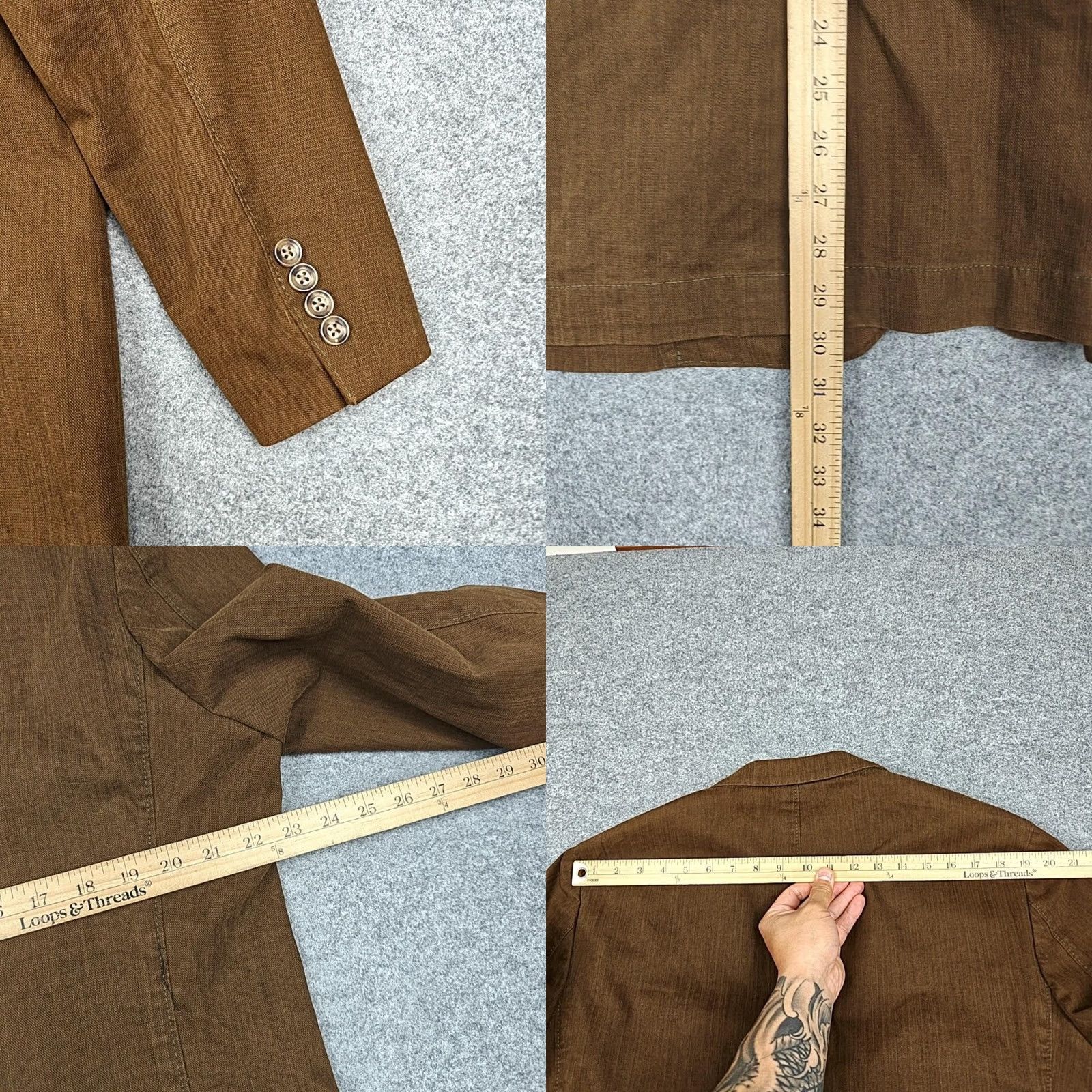 Vintage Kroon Blazer Mens 44 Brown Cotton Stretch Sport Coat Jacket Casual Unlined - Pre-owned Excellent Condition Size 44R - 8 Thumbnail