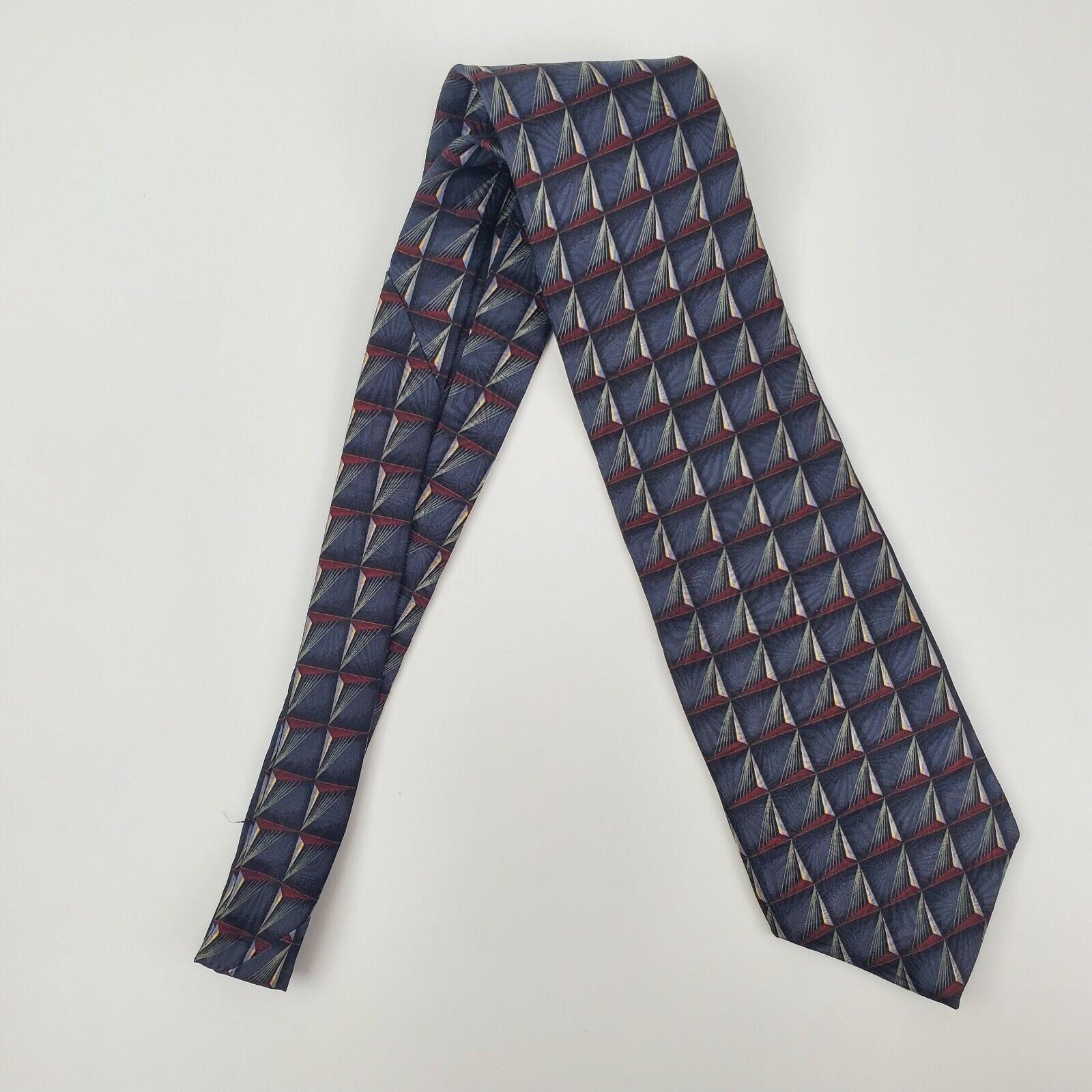 Stafford Stafford Geometric Blue Silk Tie Short Size ONE SIZE - 6 Thumbnail