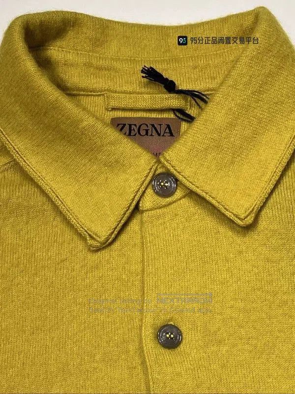 Ermenegildo Zegna Zegna Men's Yellow Square Neck Zip Knit Top. Size US L / EU 52-54 / 3 - 4 Thumbnail