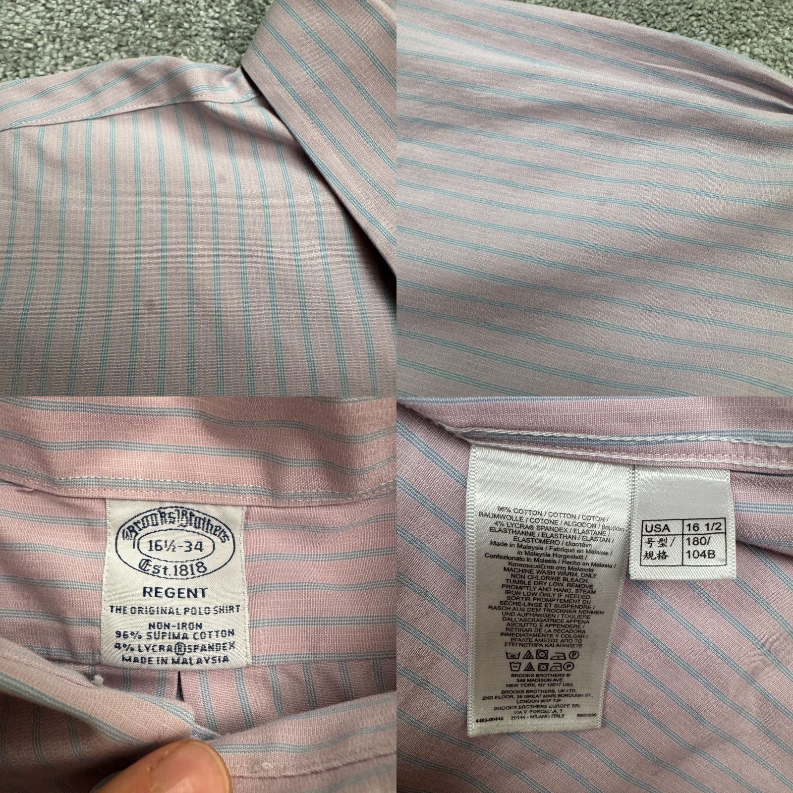 Brooks Brothers VINTAGE Brooks Brothers Dress Shirt Men 16.5 34 Pink Striped Cotton Blend Classic Shirt Size 46R - 8 Thumbnail