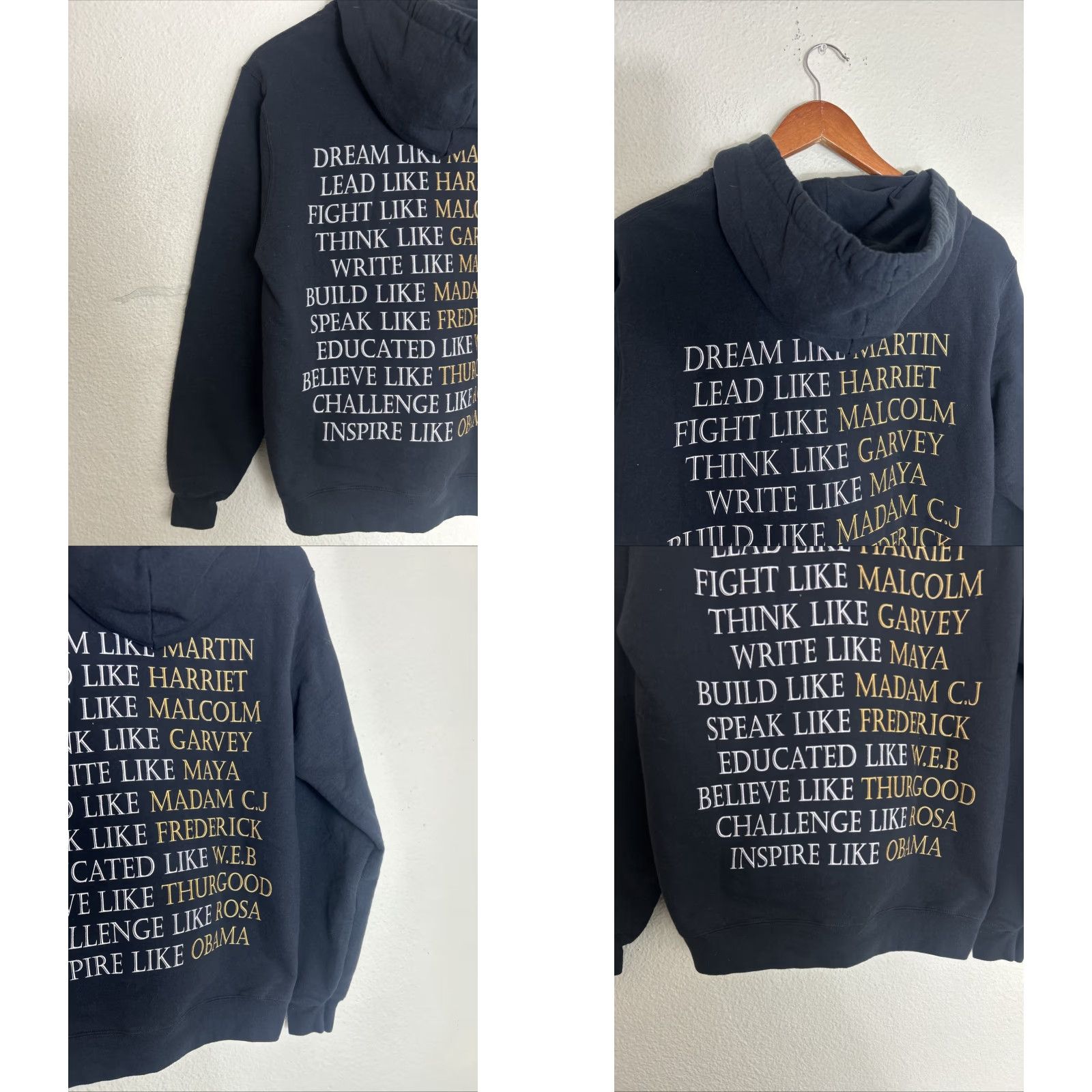 Port & Company Dream Like Martin Harriet Malcom Garvey Graphic Hoodie Size Medium Black Full Zip Men's M Graphic Zip Hoodie Size US M / EU 48-50 / 2 - 9 Thumbnail