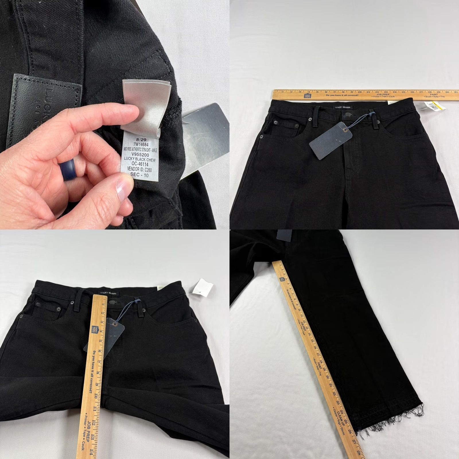 Lucky Brand Lucky Brand Jeans Womens 8/29 Black Mid Rise Straight Ankle Fringed Hem NEW READ Size 30" / US 8 / IT 44 - 8 Thumbnail
