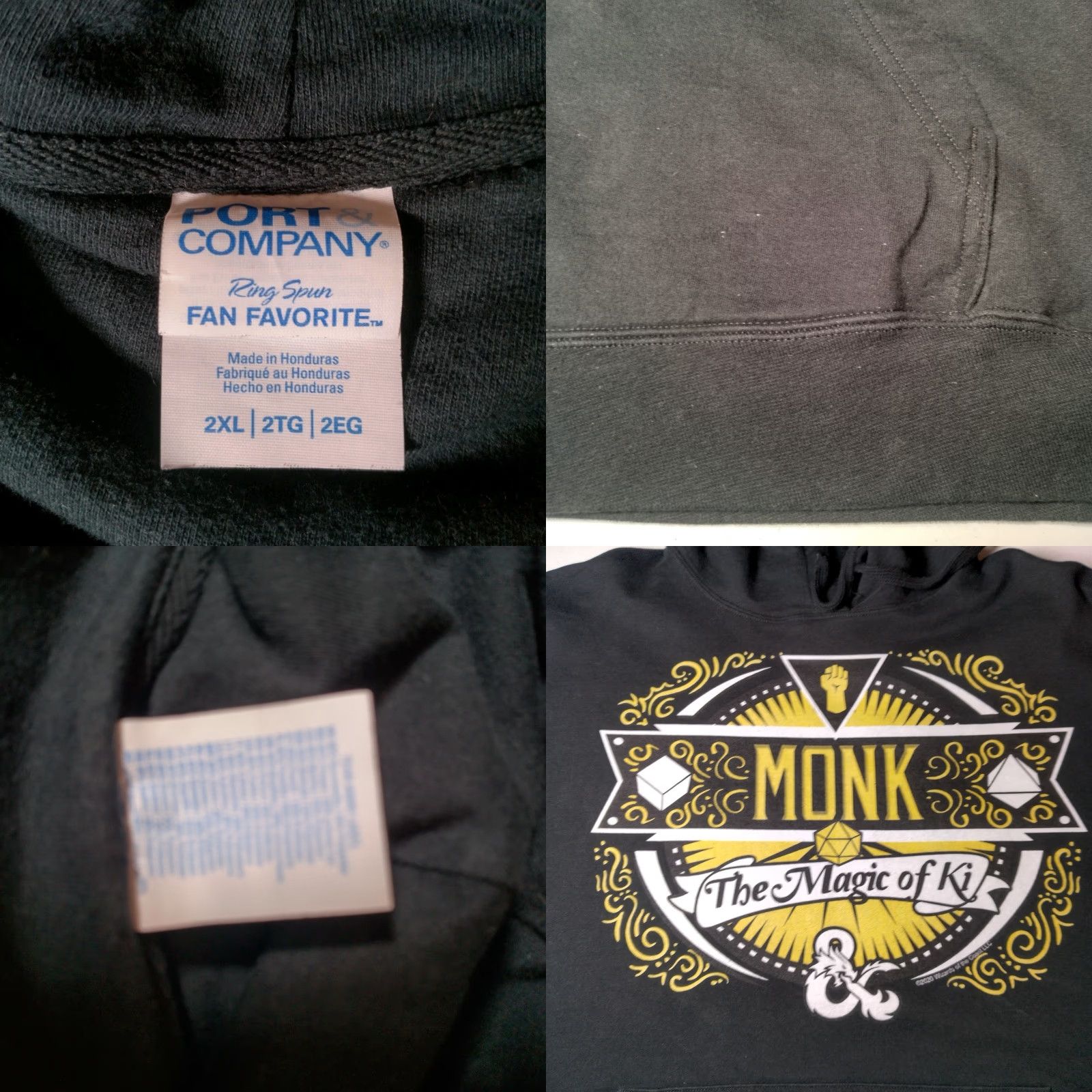 Port & Company VINTAGE Port & Company Dungeons and Dragons Monk Hoodie Men 2XL Black Graphic Gaming Size US XXL / EU 58 / 5 - 8 Thumbnail