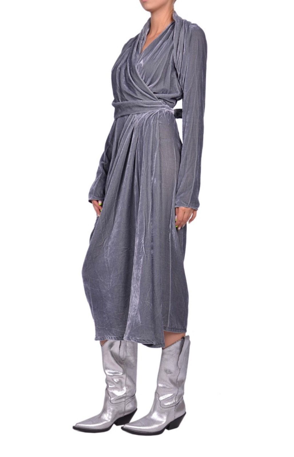 Rick Owens Last Size Rick Owens Velvet Wrap Silk Blend Midi Dress Size S / US 4 / IT 40 - 8 Thumbnail