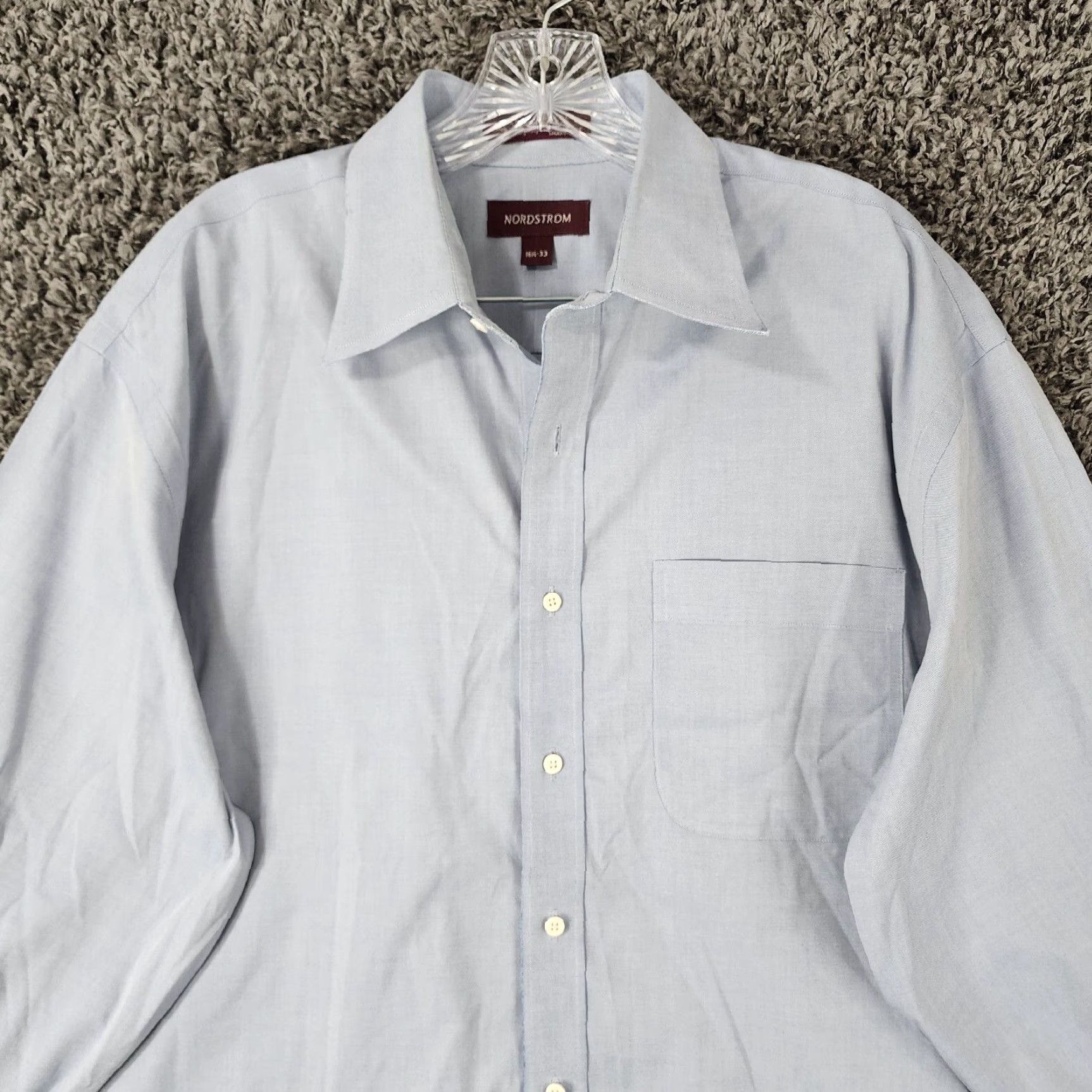 Nordstrom Nordstrom Dress Shirt Blue Long Sleeve Button-Down 16.5 Adult Mens Size 42R - 3 Thumbnail