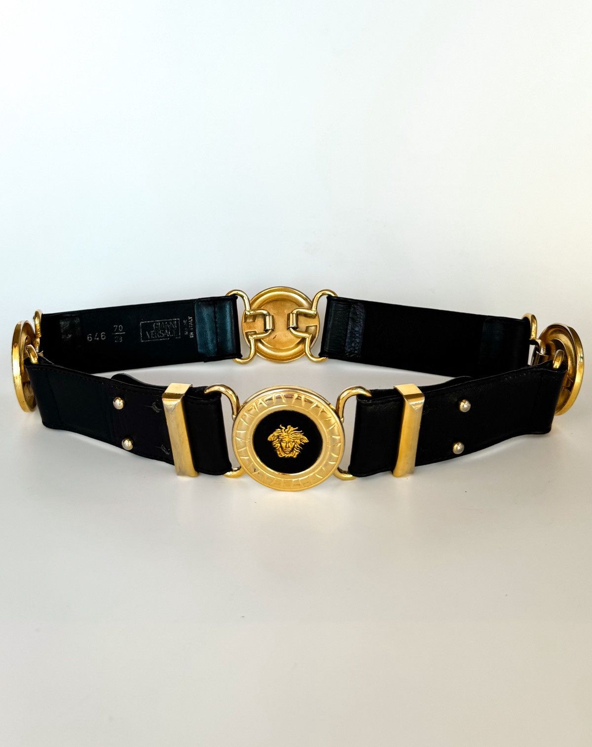 Versace Gianni Versace black leather belt Medusa head 4 buckles Size ONE SIZE - 5 Thumbnail