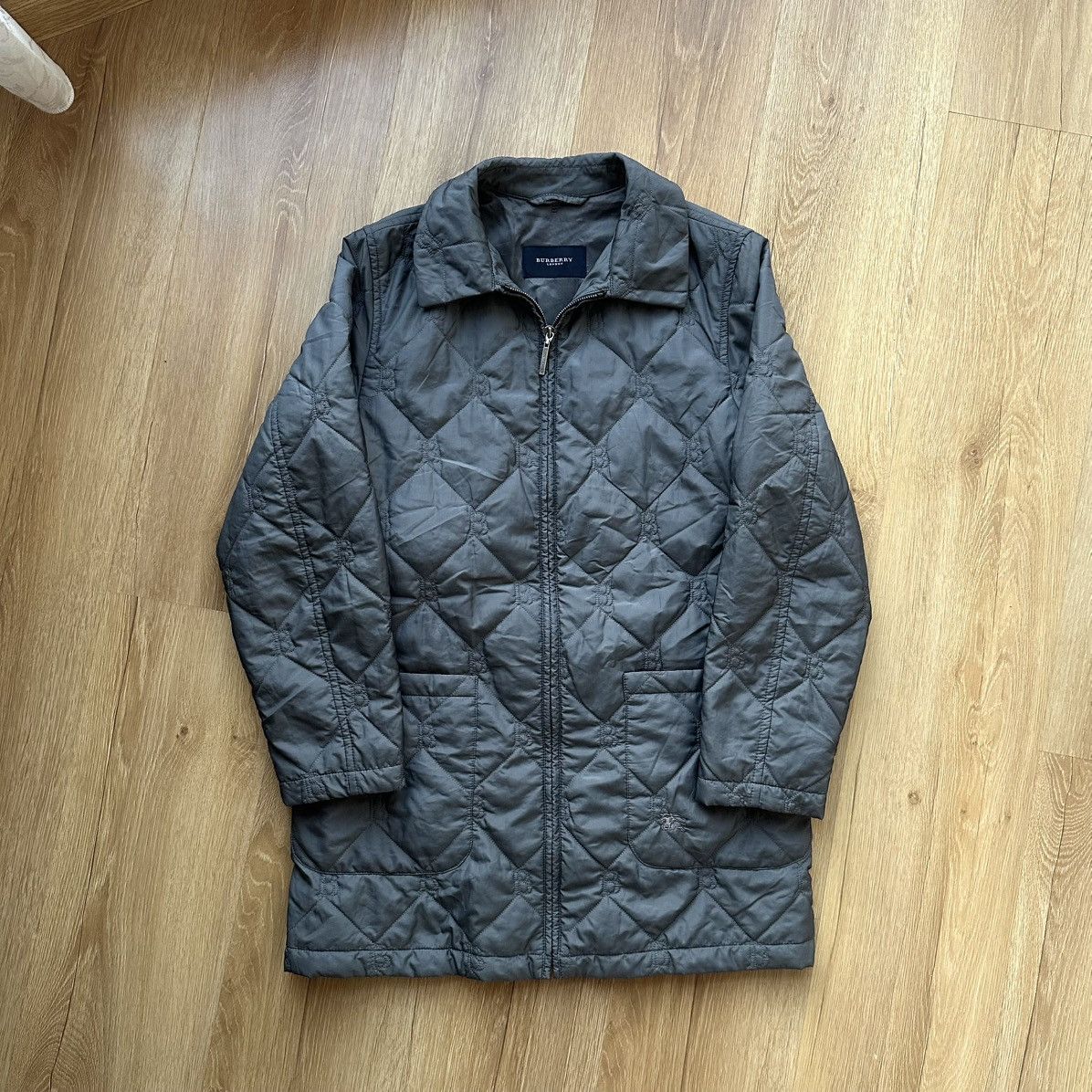 Burberry Vintage Burberry Quilted Diamond Monogram Grey Jacket Size L / US 10 / IT 46 - 1 Thumbnail