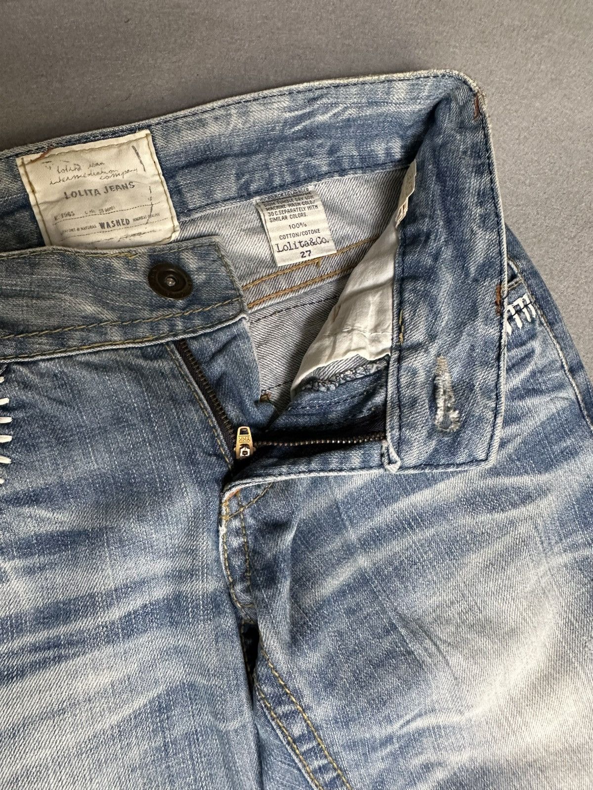 Japanese Brand FLARE Lolita Claw Marks Distressed Denim Size US 29 - 20 Thumbnail
